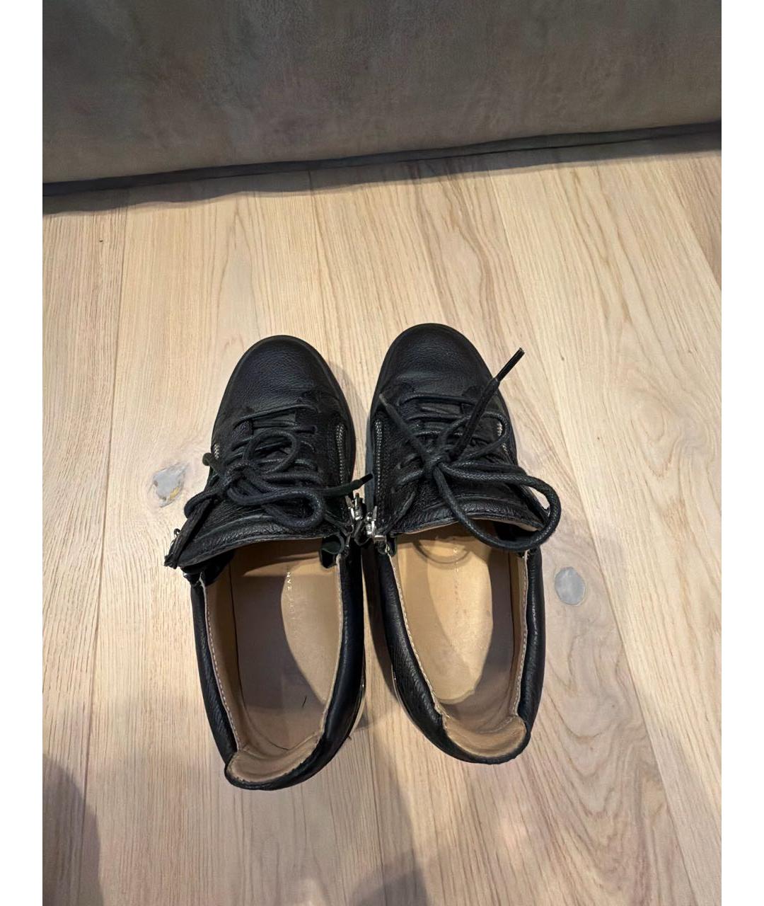 GIUSEPPE ZANOTTI DESIGN Черные кожаные кроссовки, фото 3