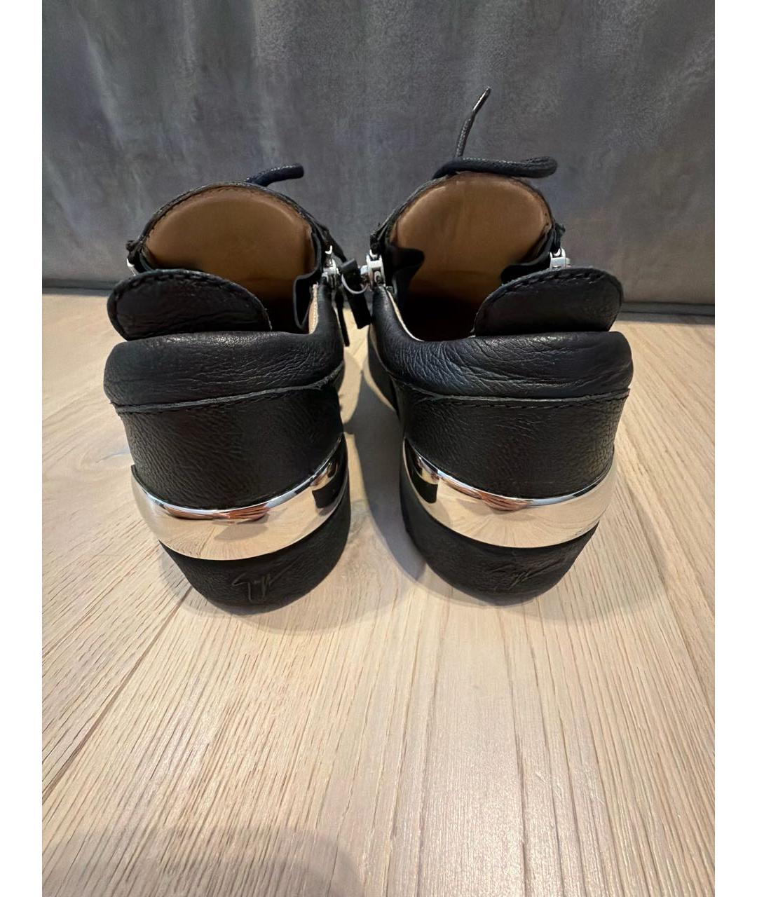 GIUSEPPE ZANOTTI DESIGN Черные кожаные кроссовки, фото 4