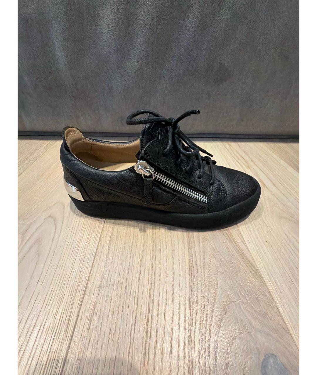 GIUSEPPE ZANOTTI DESIGN Черные кожаные кроссовки, фото 6