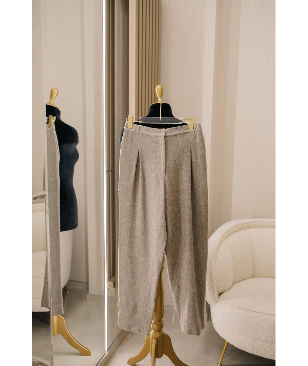 GENTRY PORTOFINO Серые шерстяные прямые брюки, фото 2