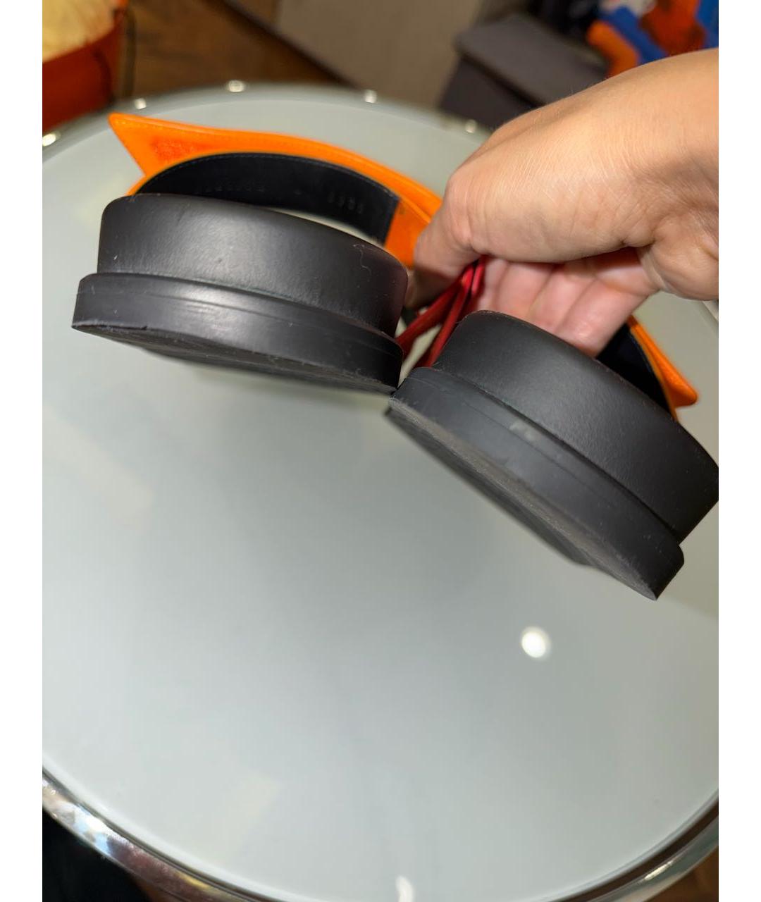 HERMES Оранжевое замшевые шлепанцы, фото 4