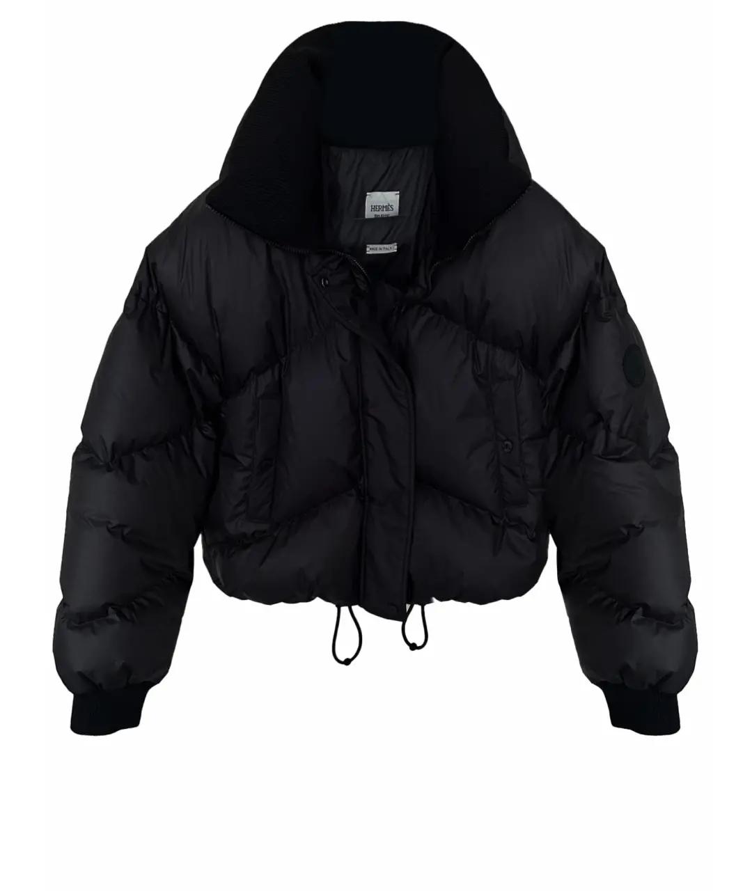 HERMES Черный полиэстеровый пуховик, фото 1