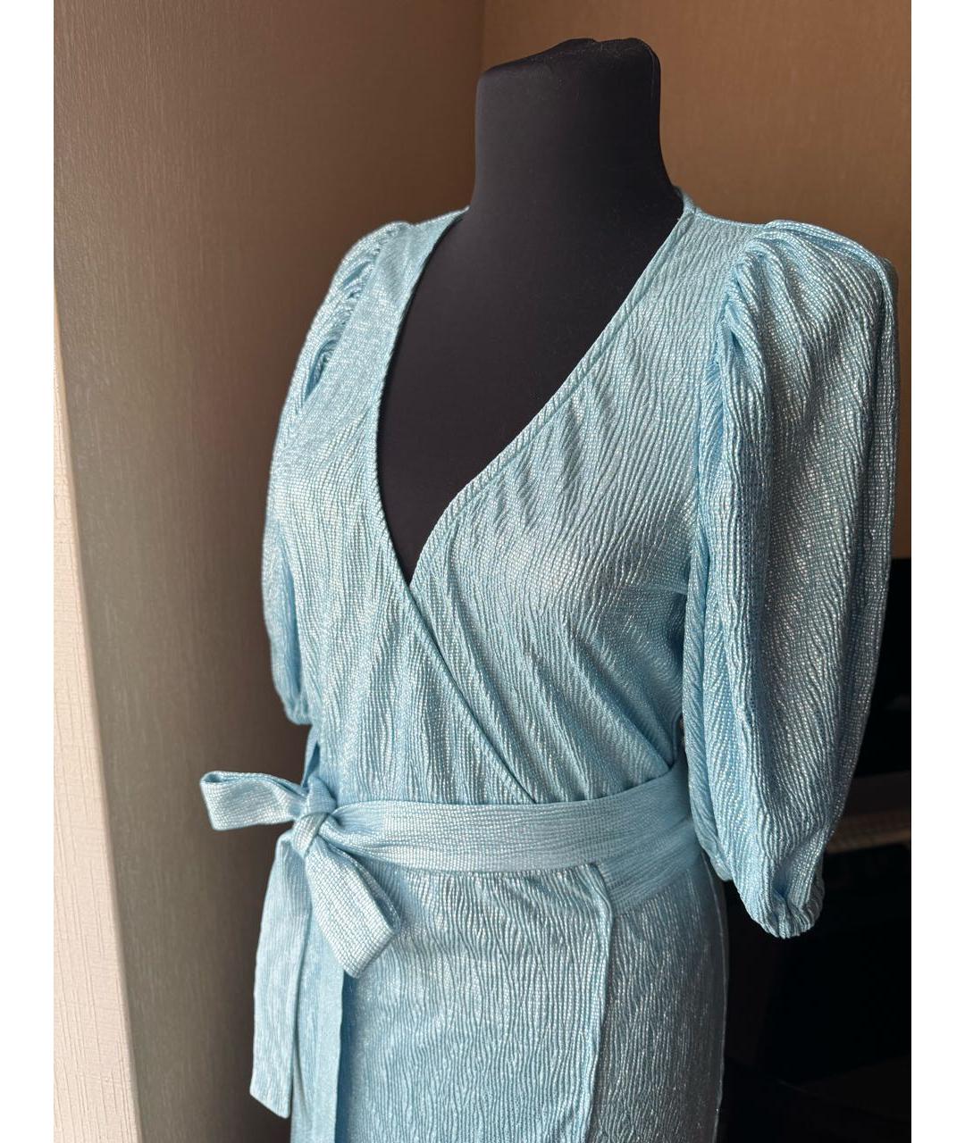 ROTATE Голубое полиэстеровое коктейльное платье, фото 8