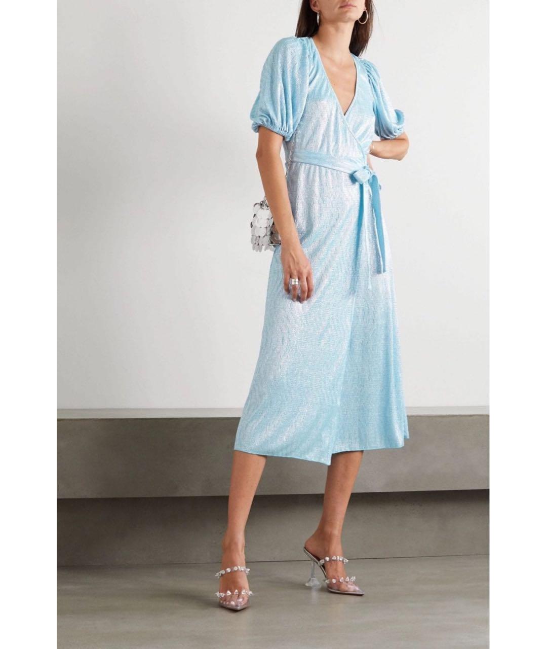 ROTATE Голубое полиэстеровое коктейльное платье, фото 6