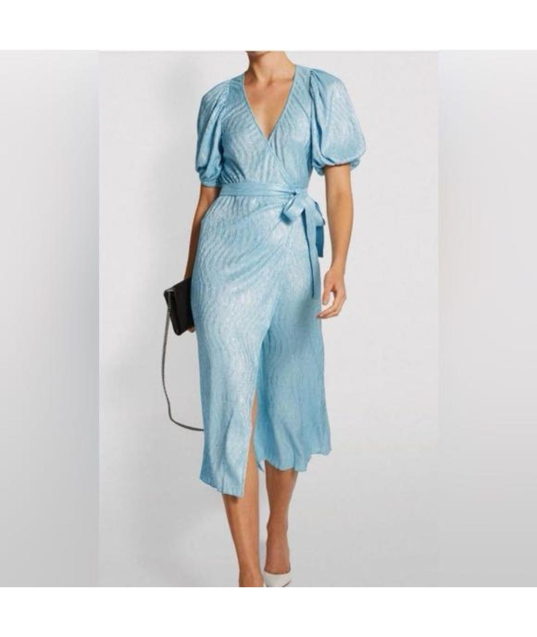 ROTATE Голубое полиэстеровое коктейльное платье, фото 7