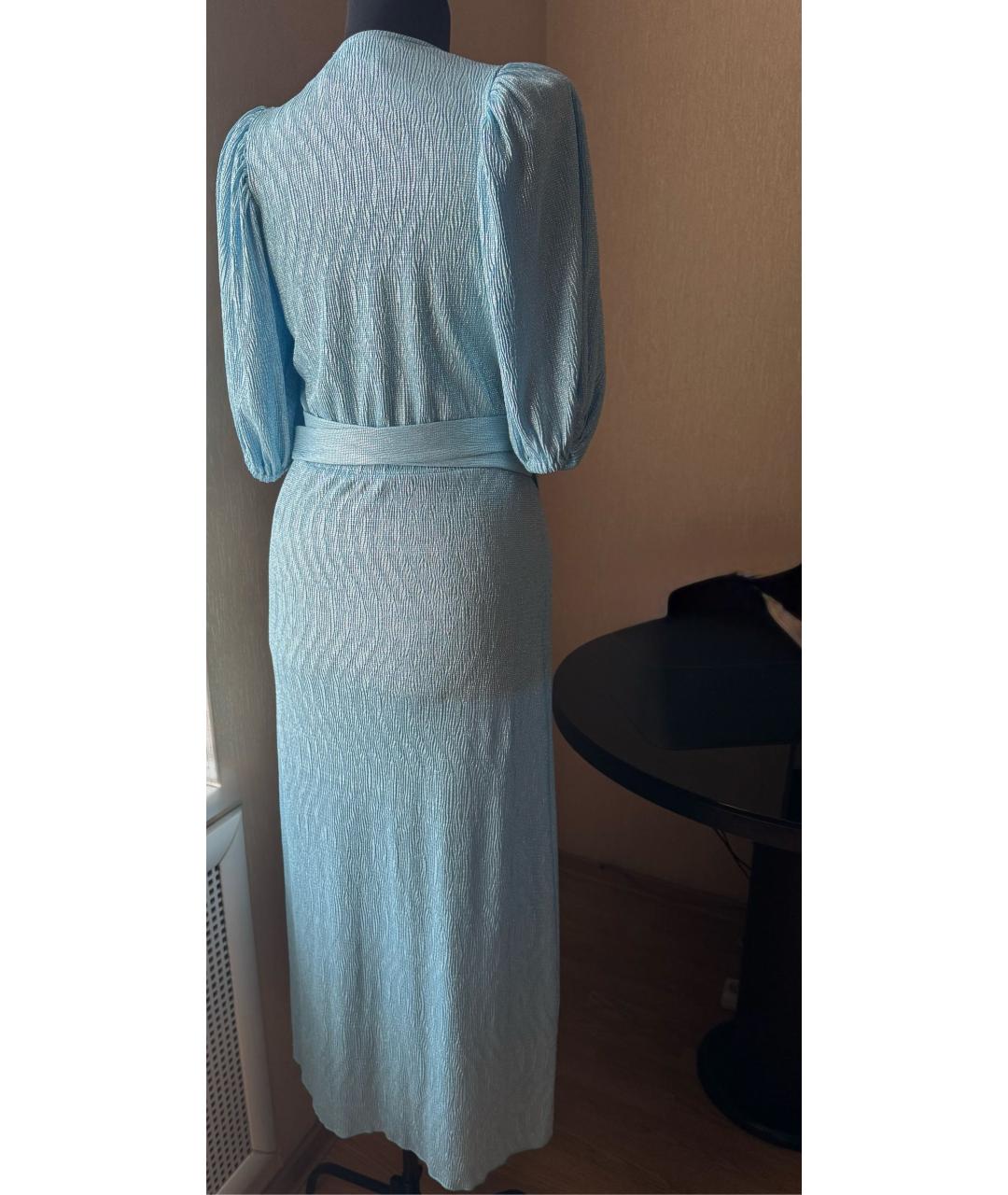 ROTATE Голубое полиэстеровое коктейльное платье, фото 2