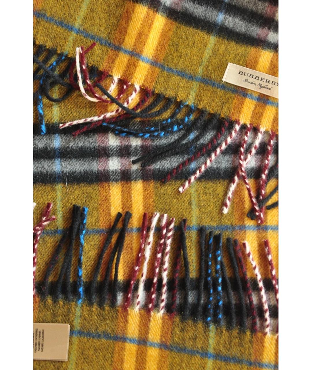 BURBERRY Желтый кашемировый шарф, фото 2