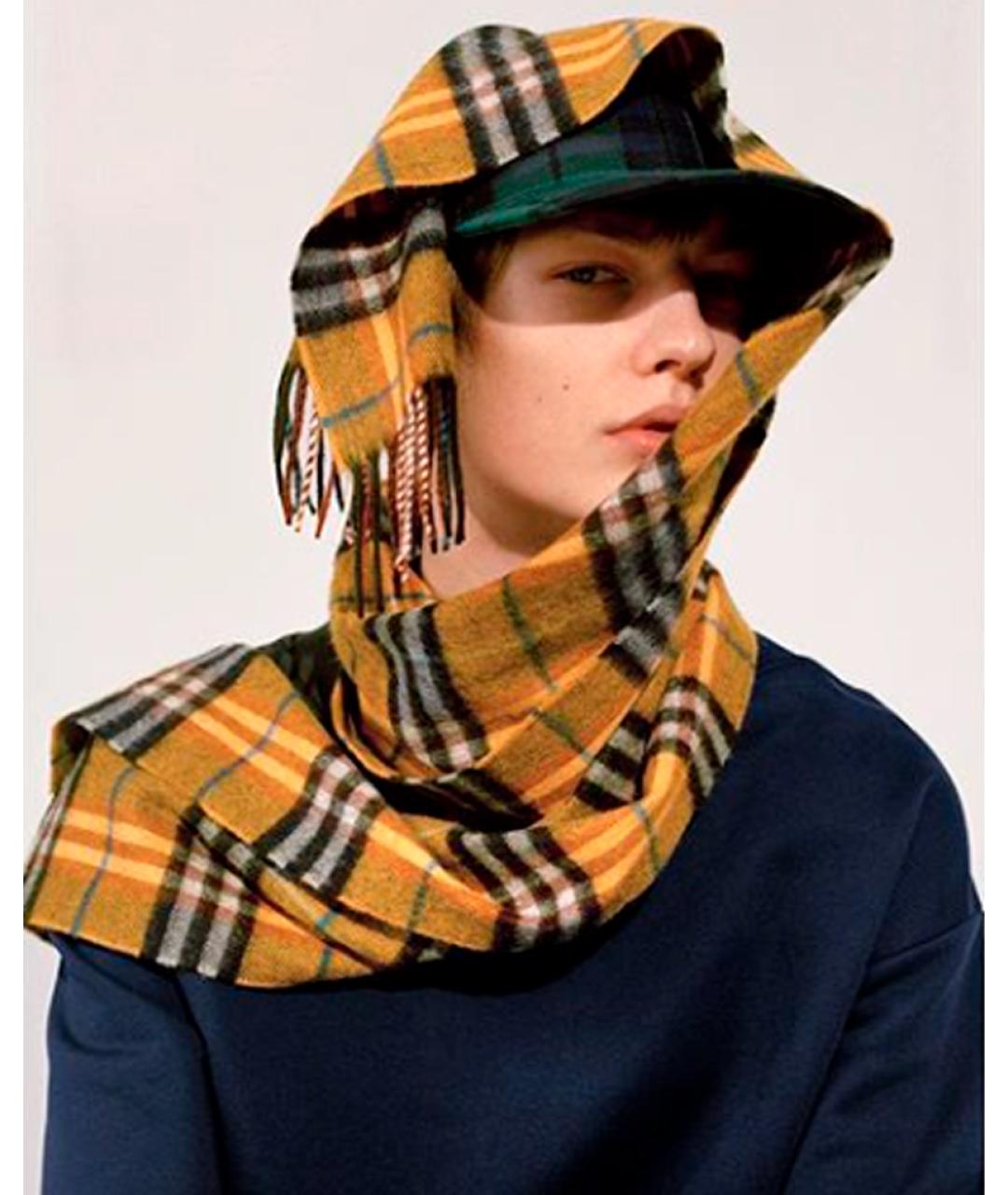 BURBERRY Желтый кашемировый шарф, фото 4