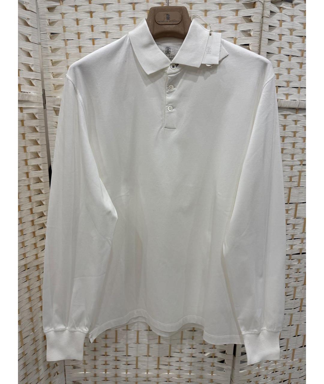 BRUNELLO CUCINELLI Белое хлопковое поло с длинным рукавом, фото 5