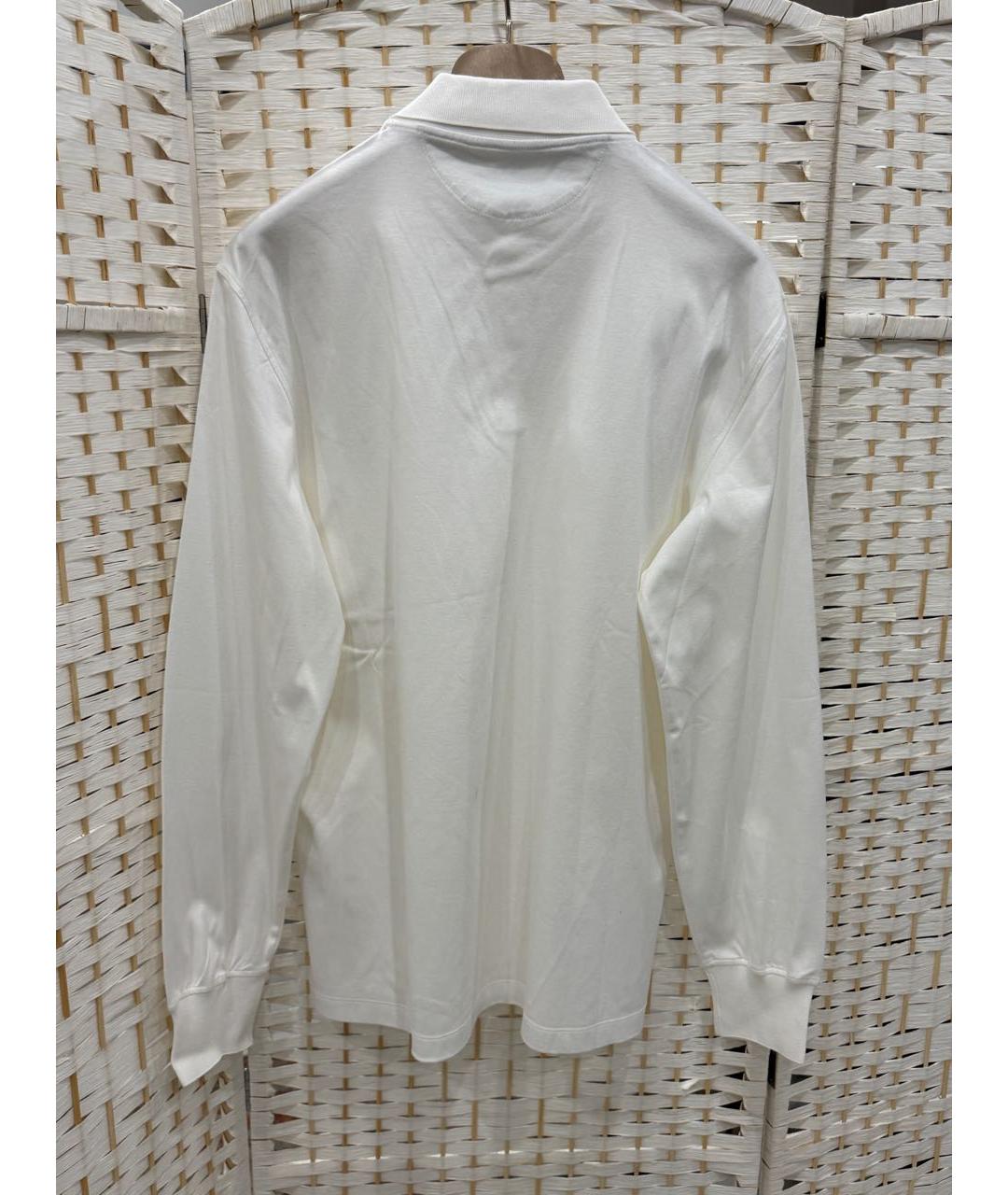 BRUNELLO CUCINELLI Белое хлопковое поло с длинным рукавом, фото 2