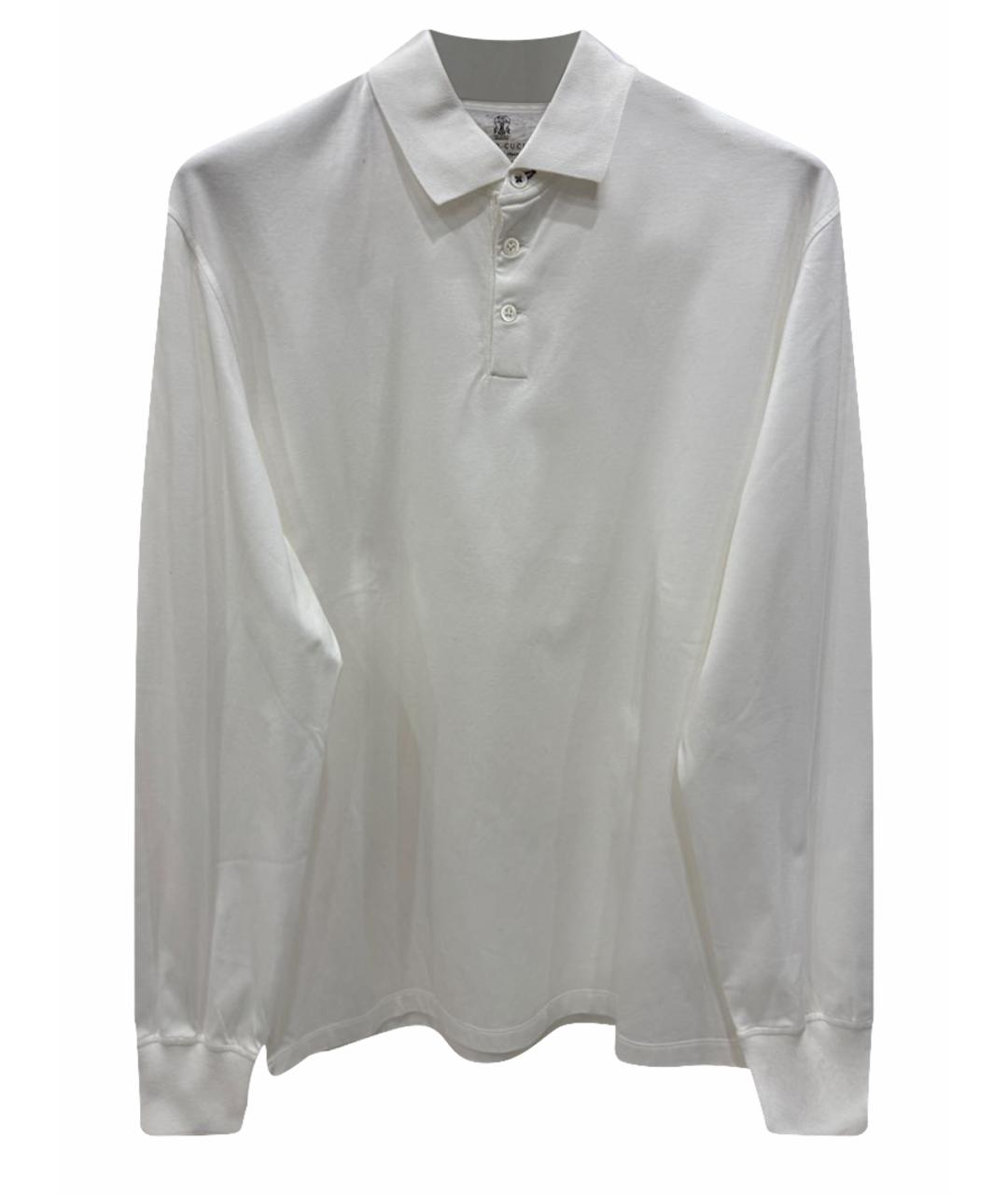 BRUNELLO CUCINELLI Белое хлопковое поло с длинным рукавом, фото 1