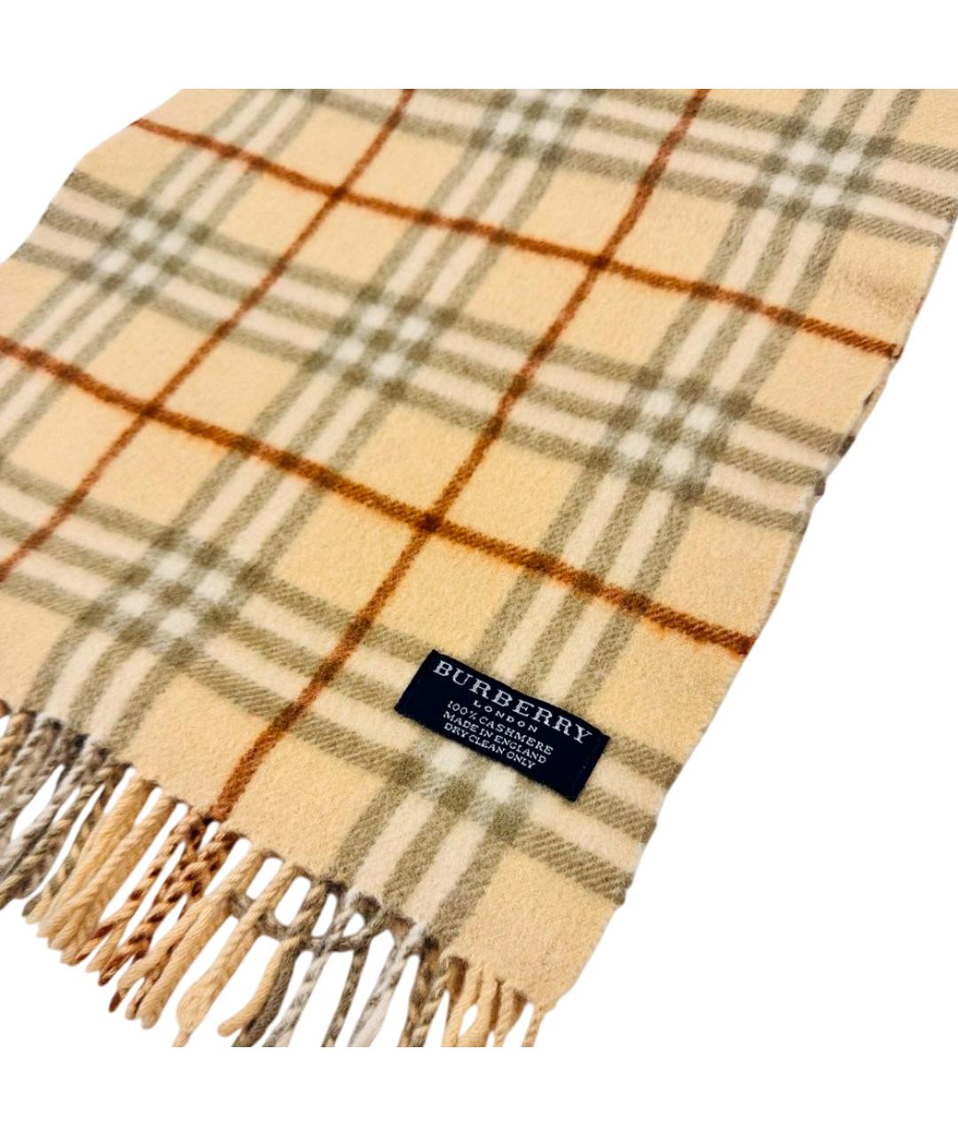 BURBERRY Желтый кашемировый шарф, фото 3