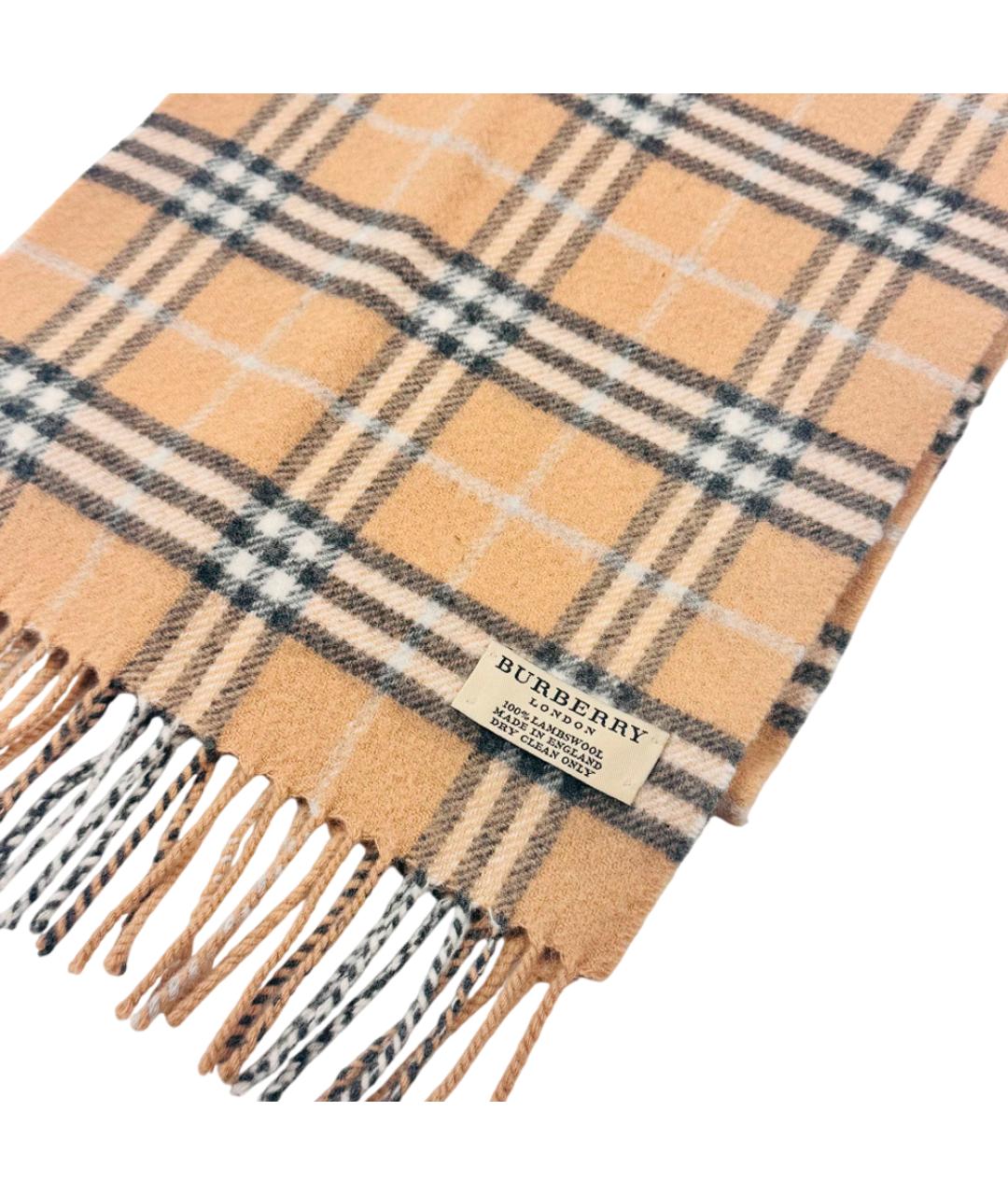 BURBERRY Бежевый шерстяной шарф, фото 3