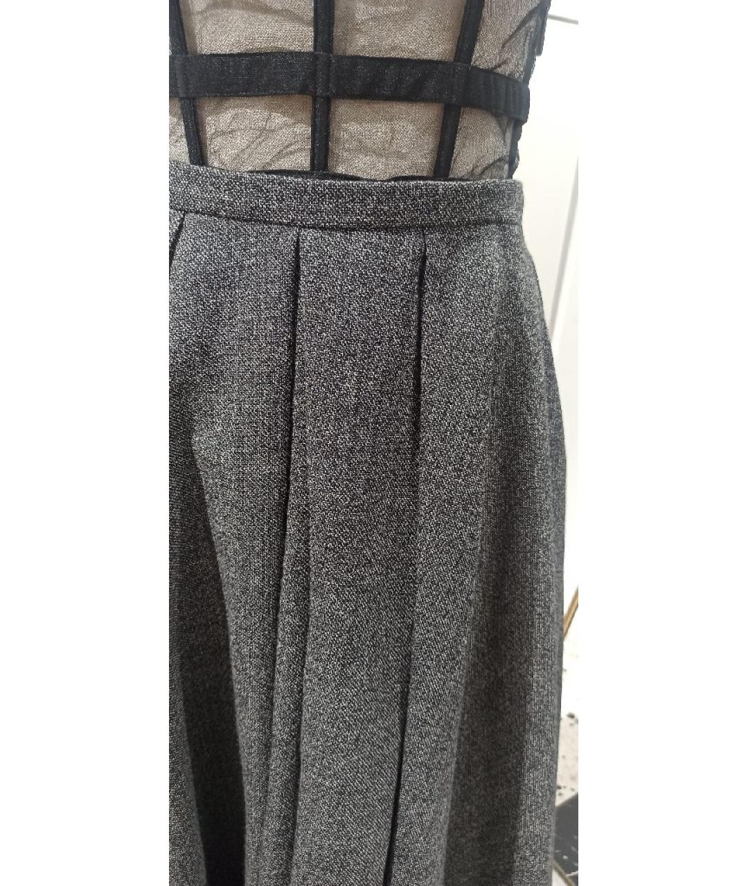 CHRISTIAN DIOR Серая шерстяная юбка миди, фото 4