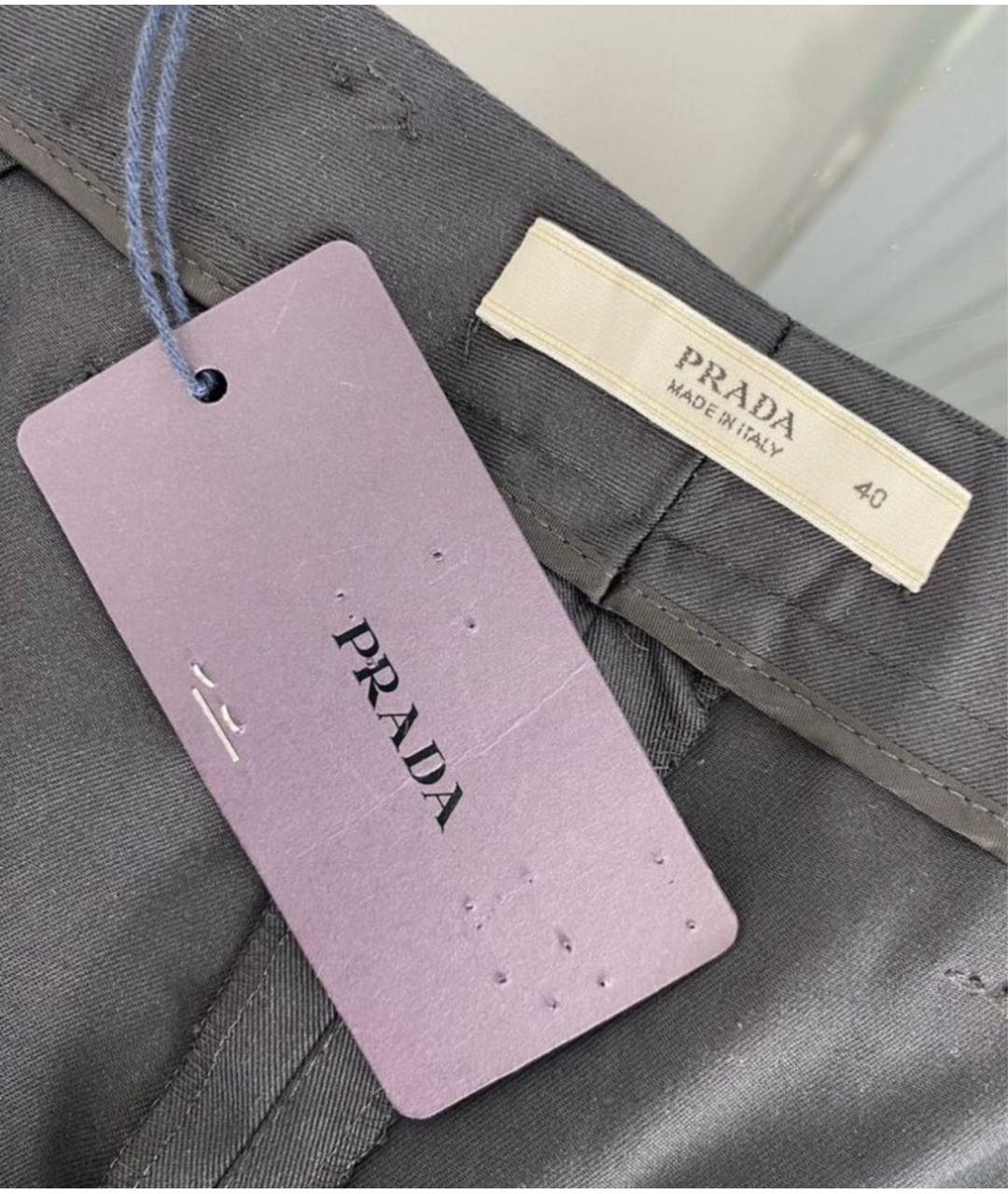 PRADA Черные хлопковые прямые брюки, фото 4