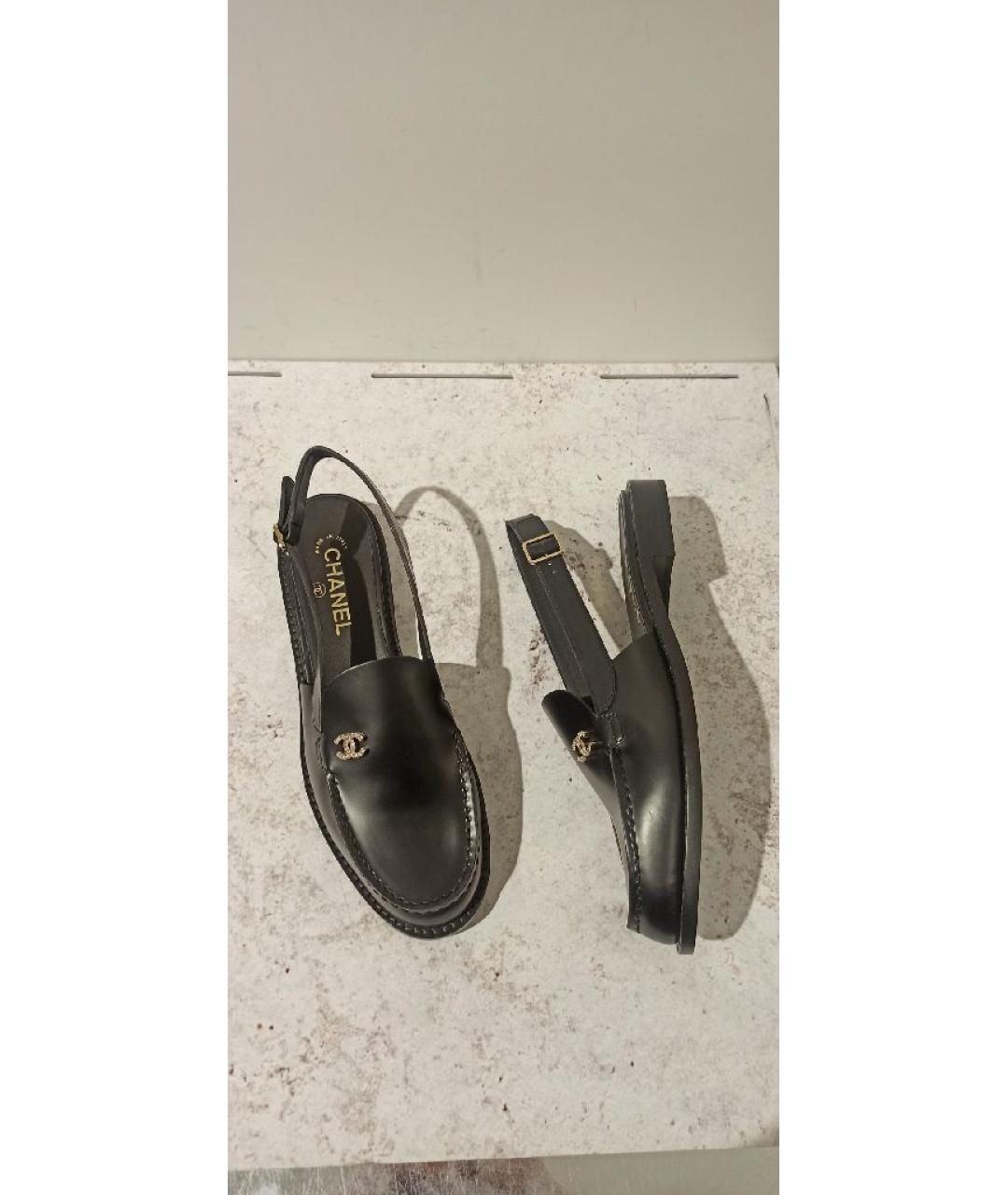 CHANEL Черные кожаные сабо, фото 5