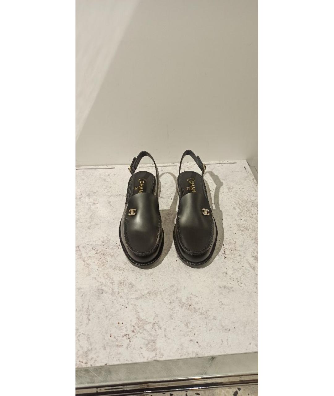 CHANEL Черные кожаные сабо, фото 3