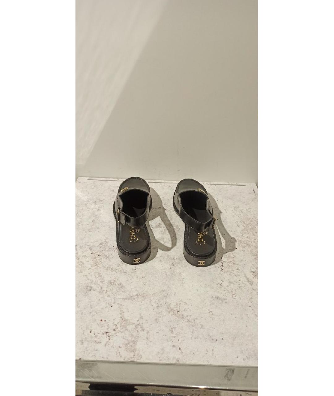 CHANEL Черные кожаные сабо, фото 4