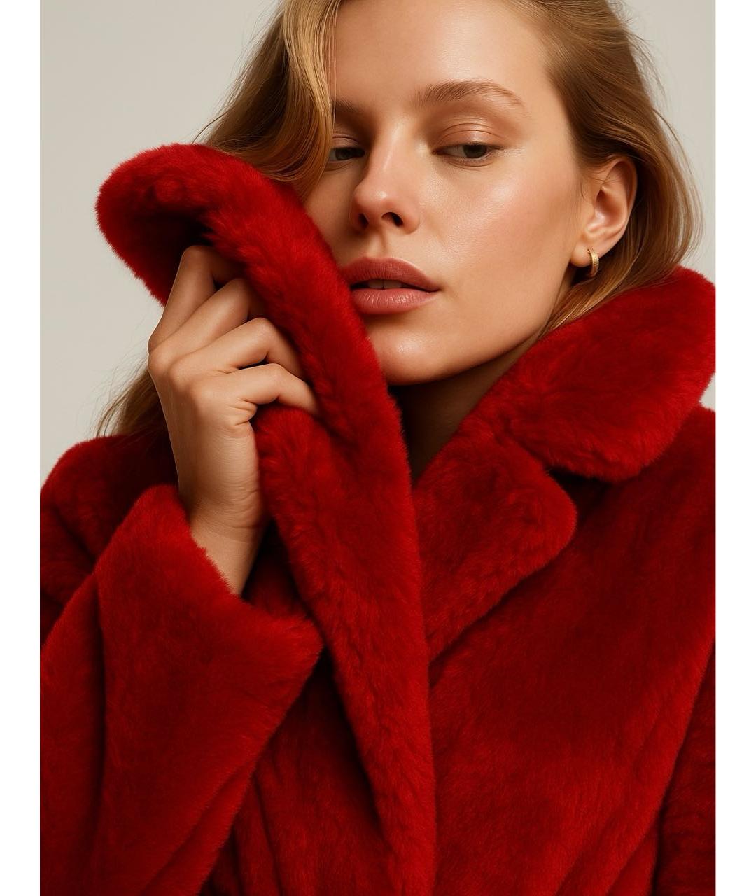 P.A.R.O.S.H. Красная полиэстеровая шуба, фото 5
