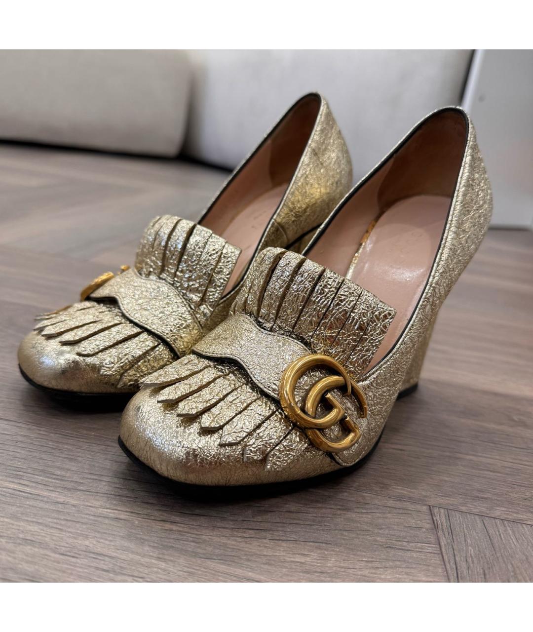 GUCCI Золотые туфли, фото 2