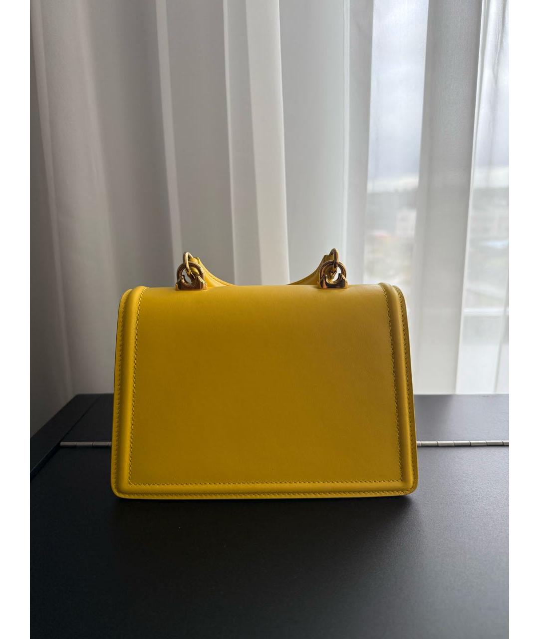 DOLCE&GABBANA Желтая кожаная сумка через плечо, фото 3