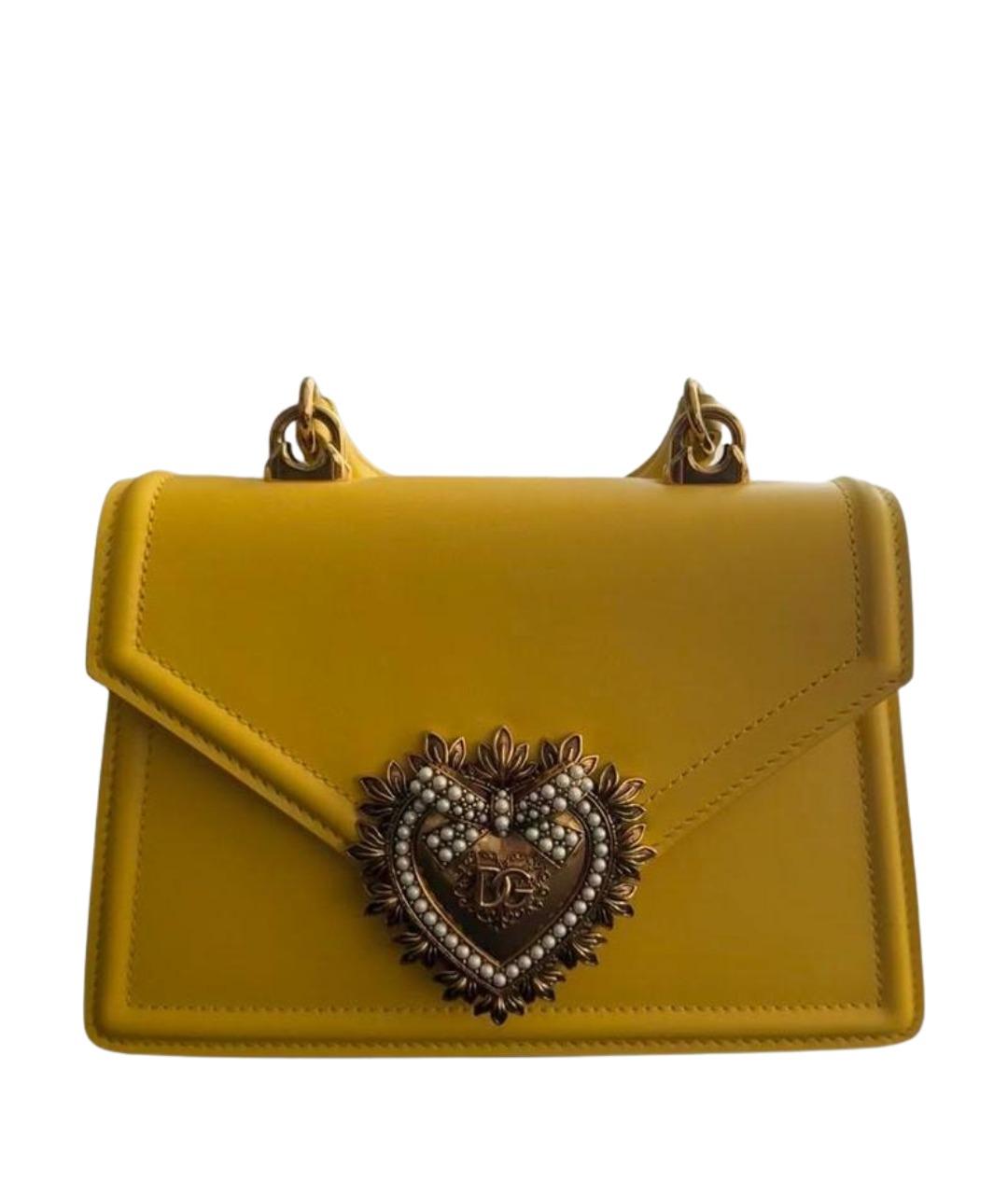 DOLCE&GABBANA Желтая кожаная сумка через плечо, фото 1