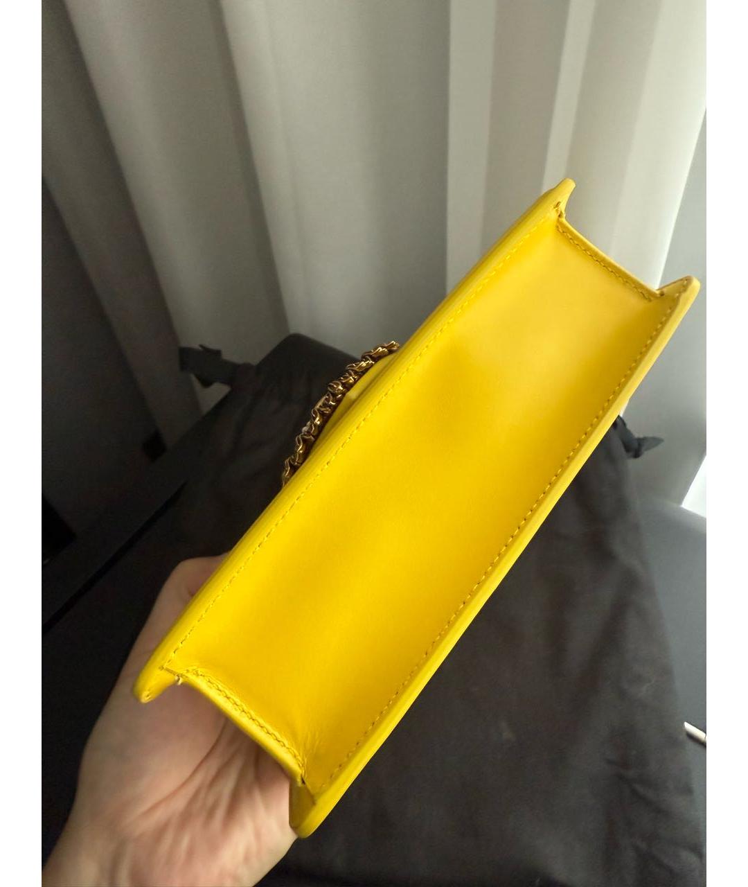 DOLCE&GABBANA Желтая кожаная сумка через плечо, фото 5
