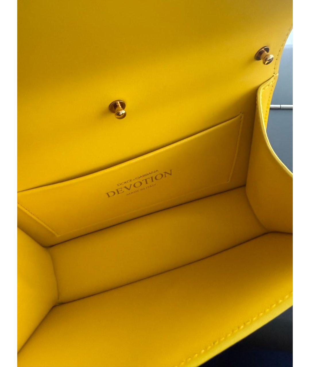 DOLCE&GABBANA Желтая кожаная сумка через плечо, фото 7