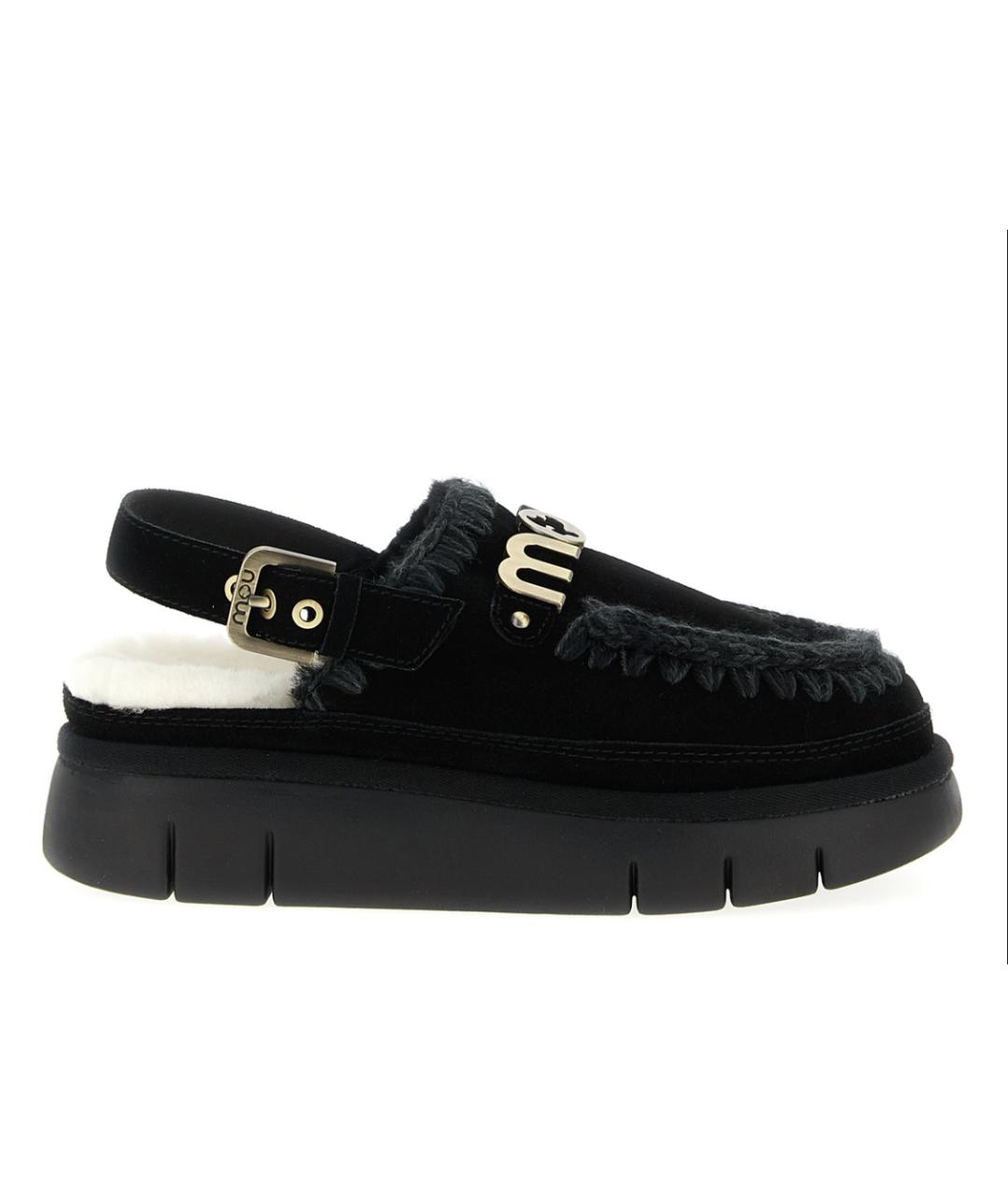 MOU Черные кожаные сабо, фото 1