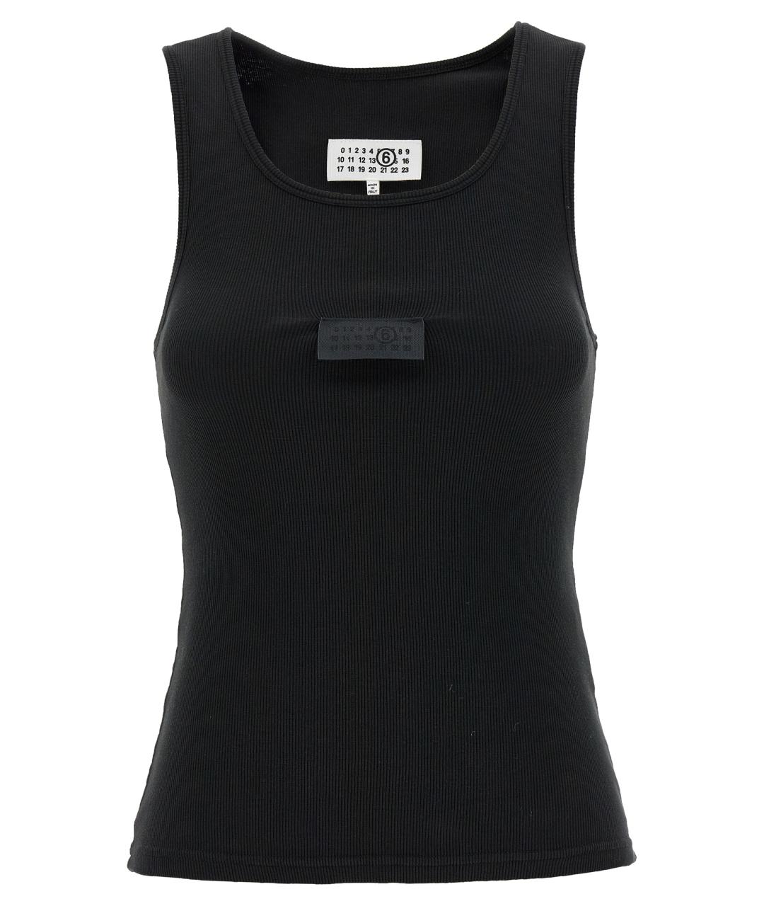 MM6 MAISON MARGIELA Черная хлопковая майка, фото 1