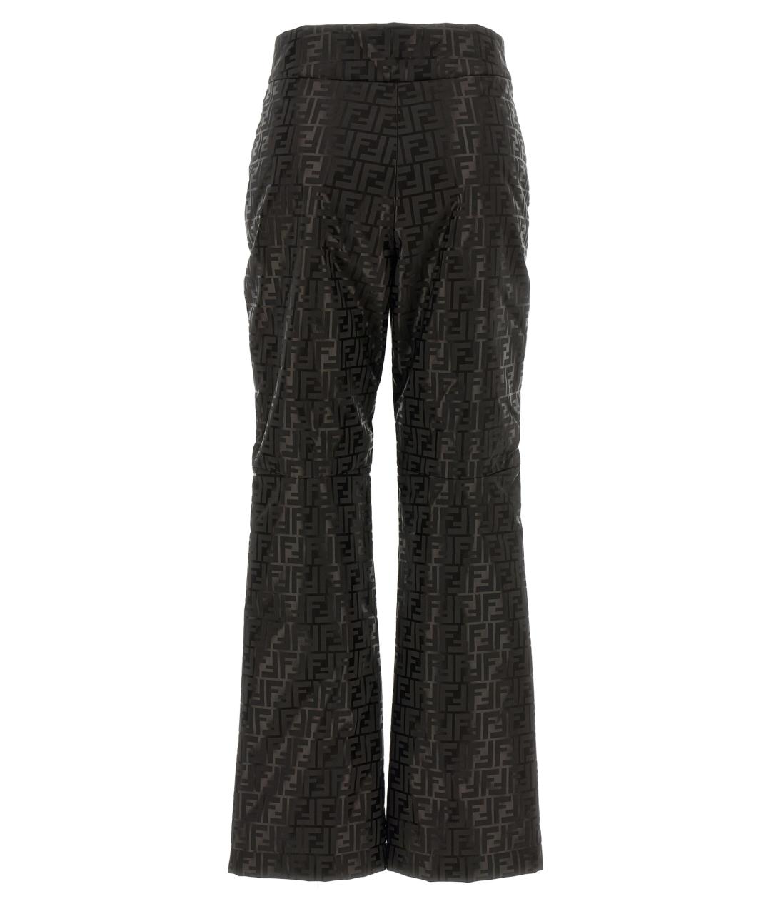 FENDI Коричневые хлопковые прямые брюки, фото 2