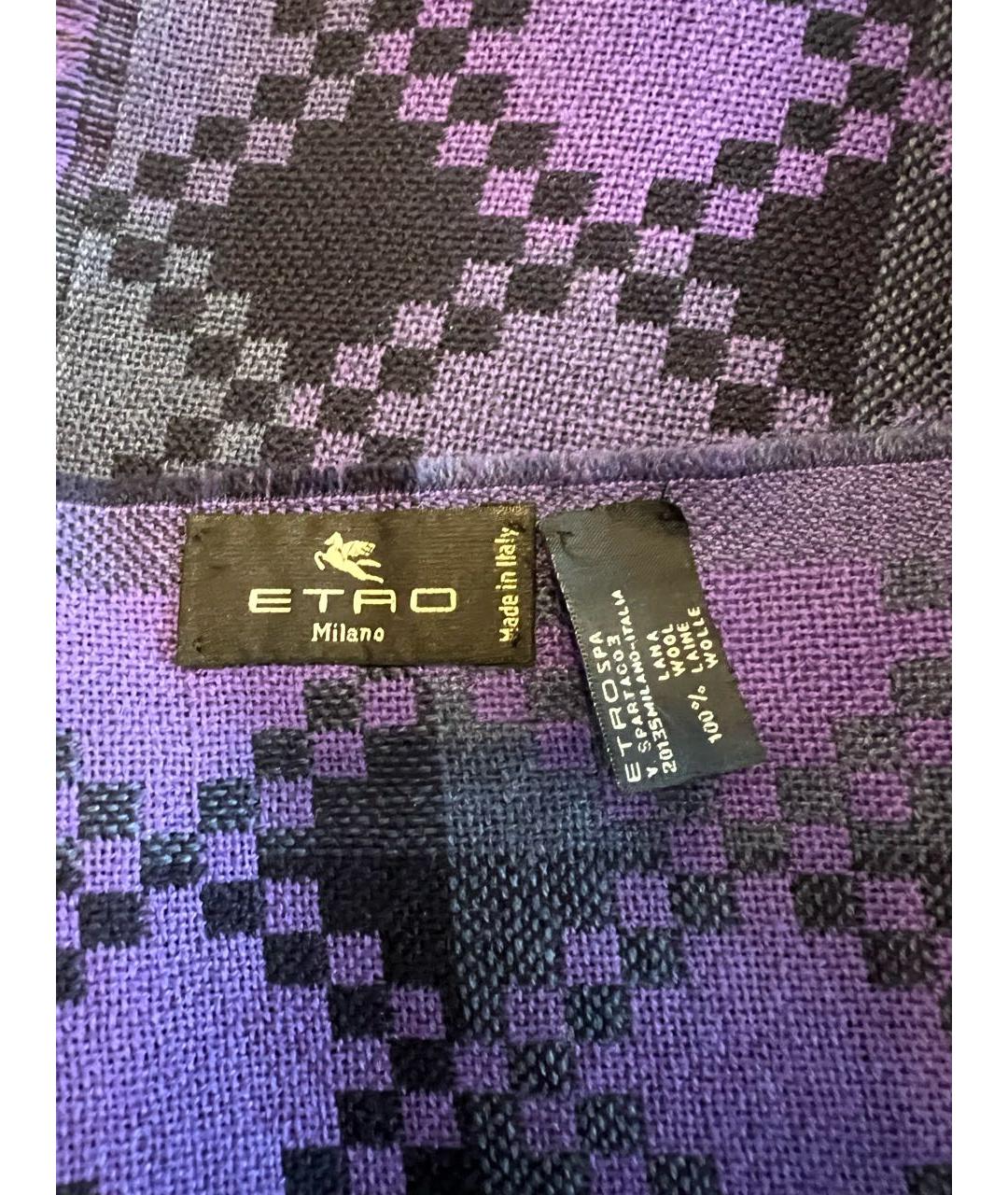ETRO Фиолетовый шерстяной шарф, фото 3