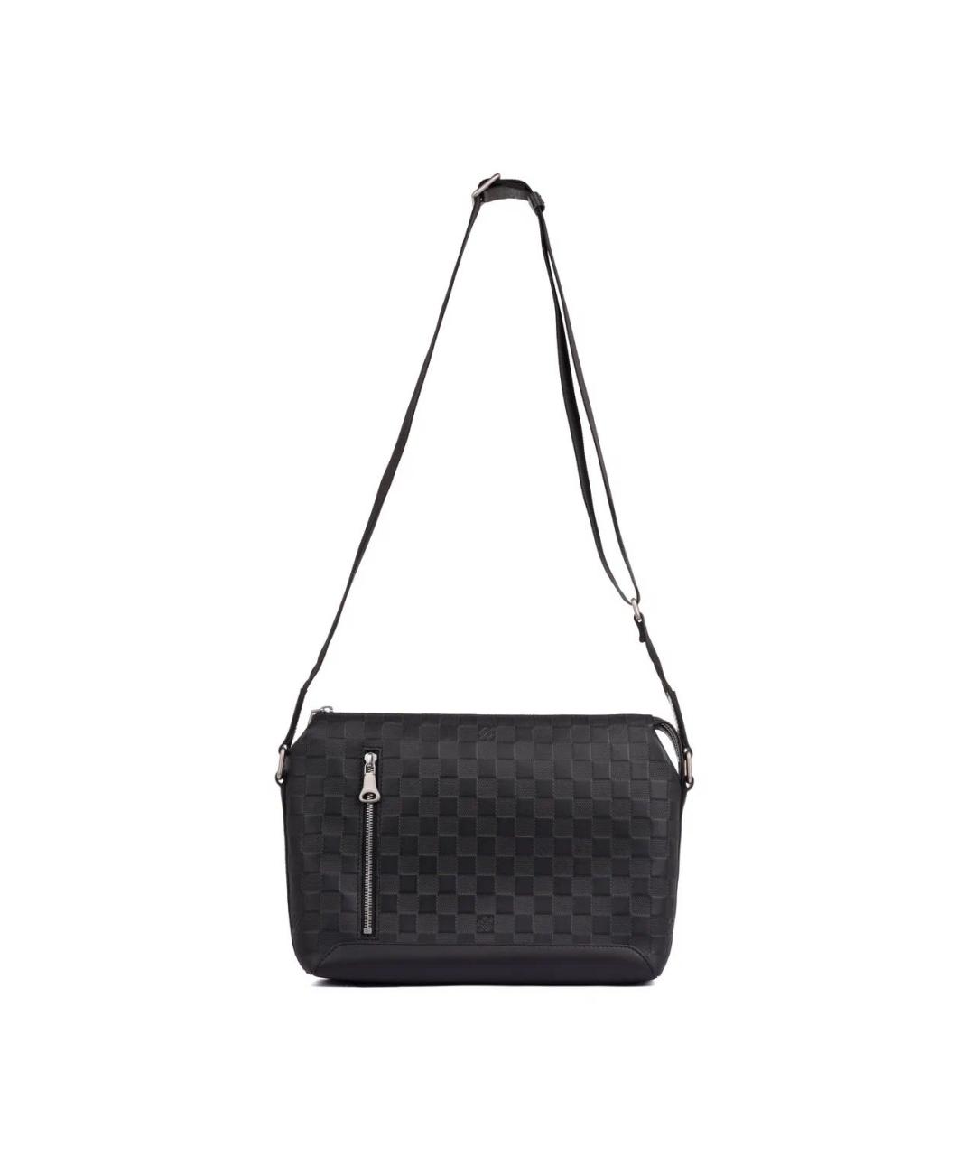 LOUIS VUITTON Черная кожаная сумка на плечо, фото 3