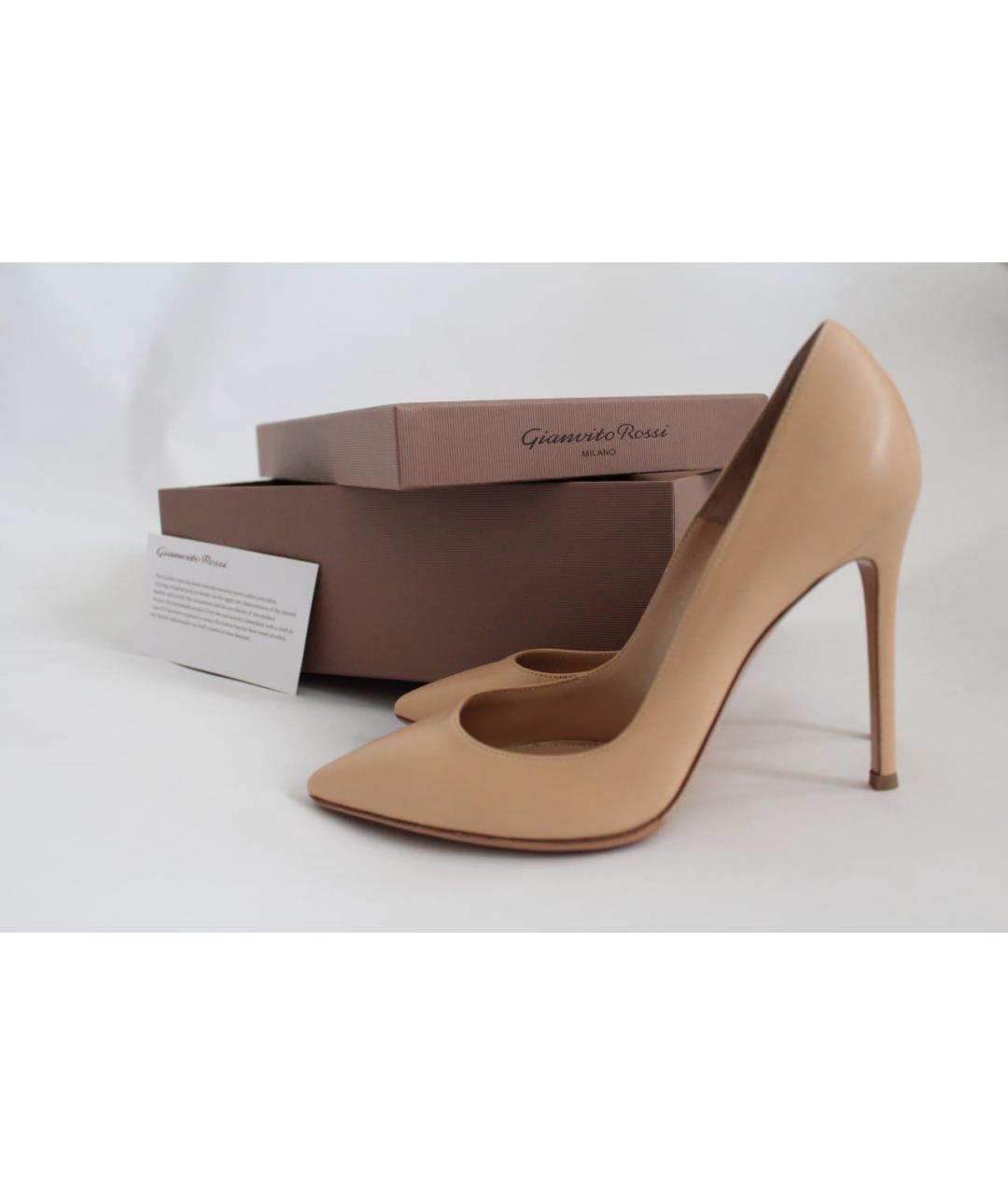 GIANVITO ROSSI Бежевые кожаные туфли, фото 4