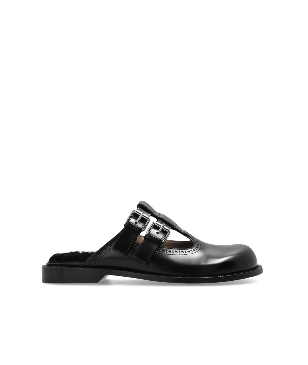 LOEWE Черные кожаные мюли, фото 6