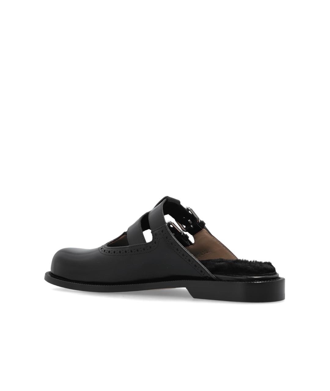 LOEWE Черные кожаные мюли, фото 4