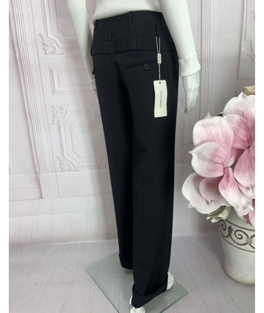 DOLCE&GABBANA Черные шерстяные прямые брюки, фото 2