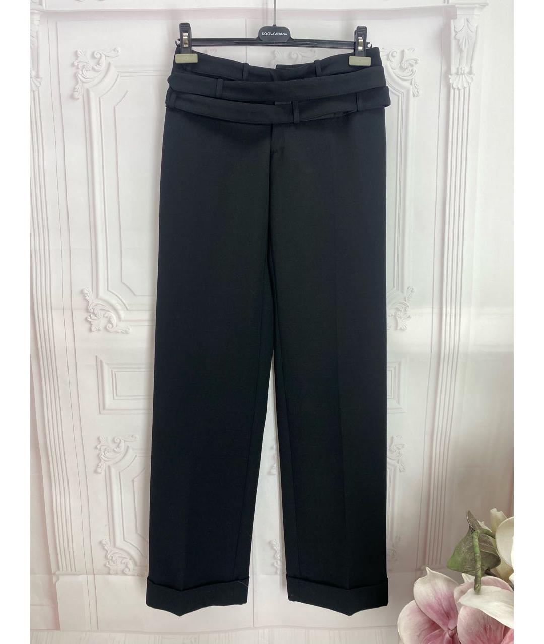DOLCE&GABBANA Черные шерстяные прямые брюки, фото 9