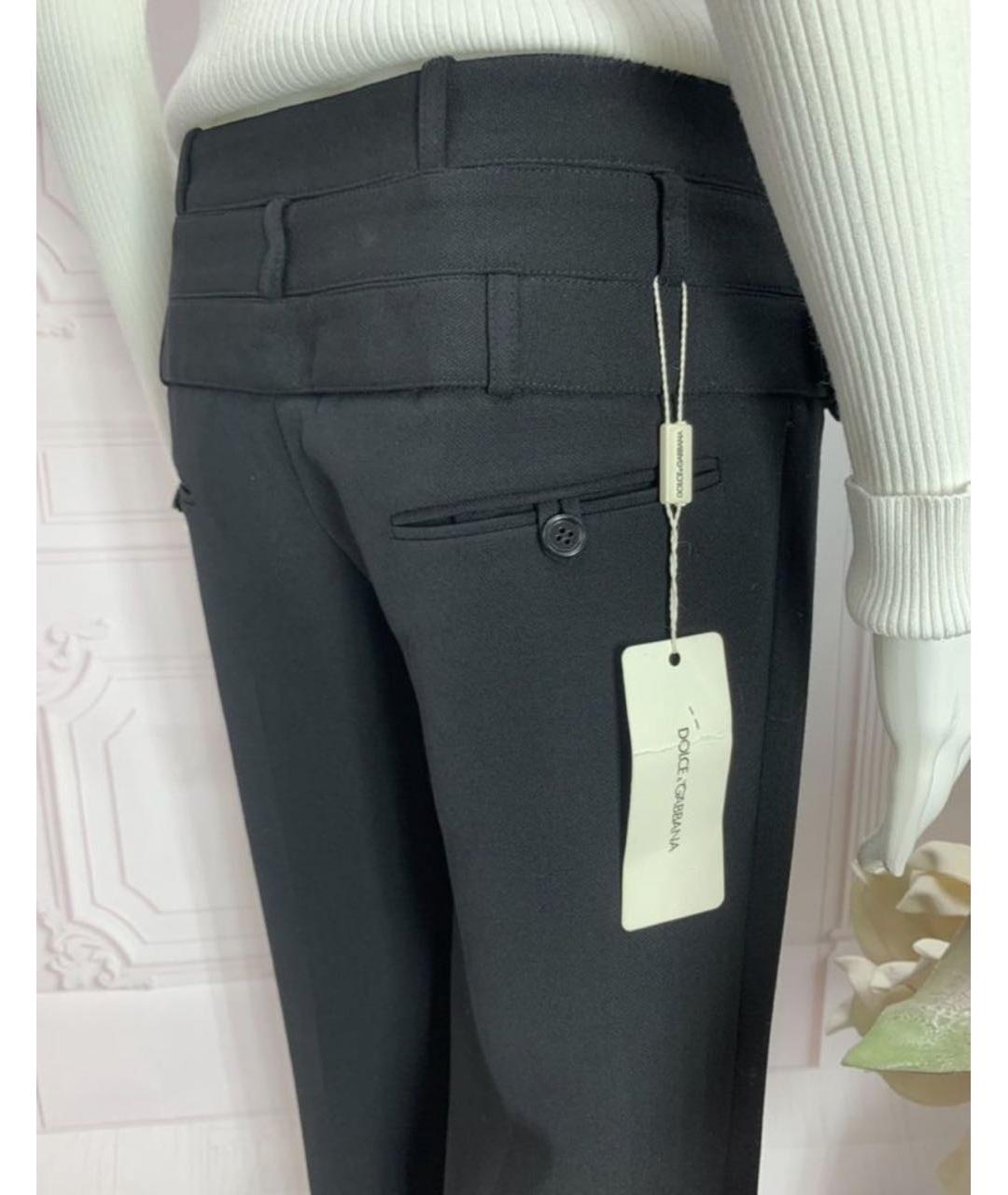 DOLCE&GABBANA Черные шерстяные прямые брюки, фото 5