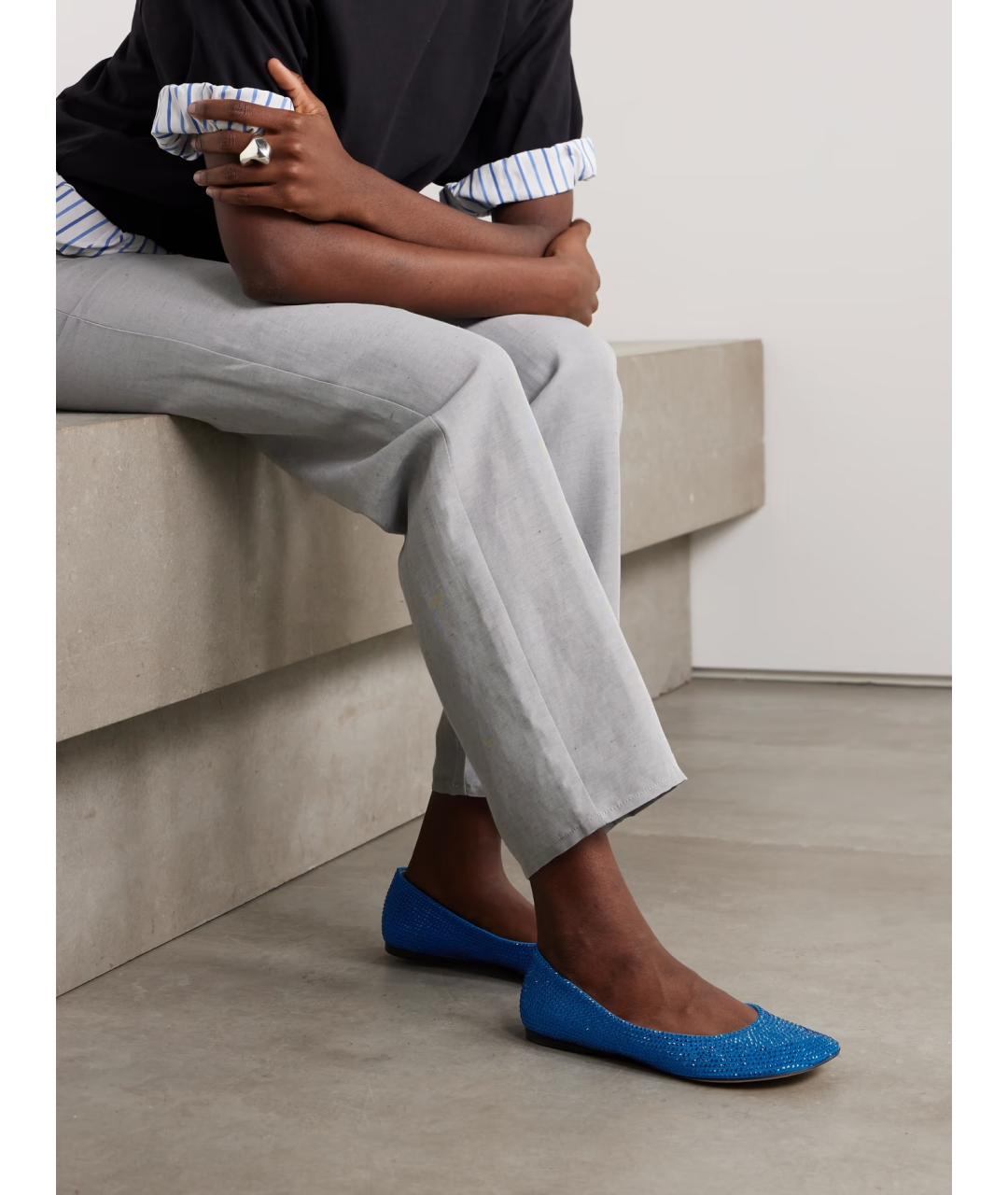 LOEWE Голубые замшевые балетки, фото 2