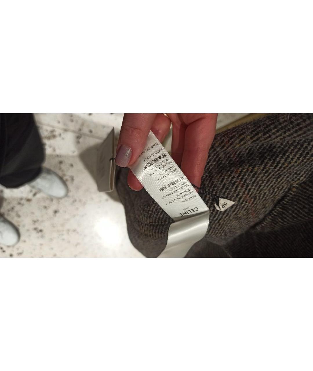 CELINE Коричневое шерстяное пальто, фото 6