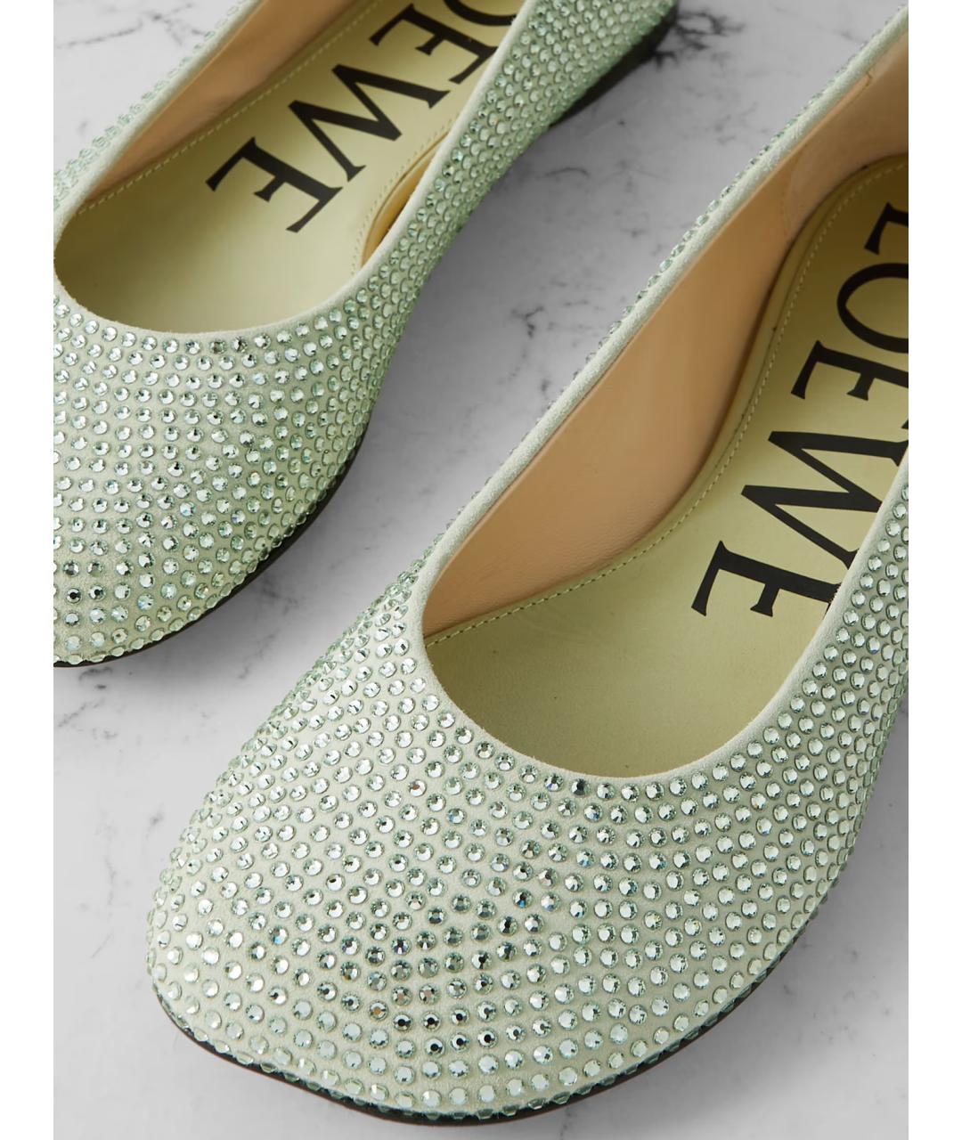 LOEWE Зеленые замшевые балетки, фото 4