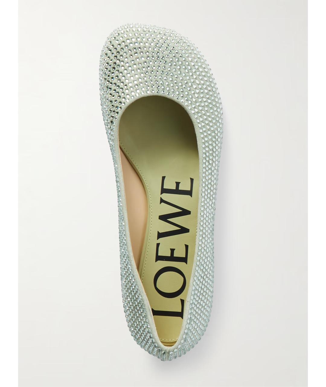 LOEWE Зеленые замшевые балетки, фото 3