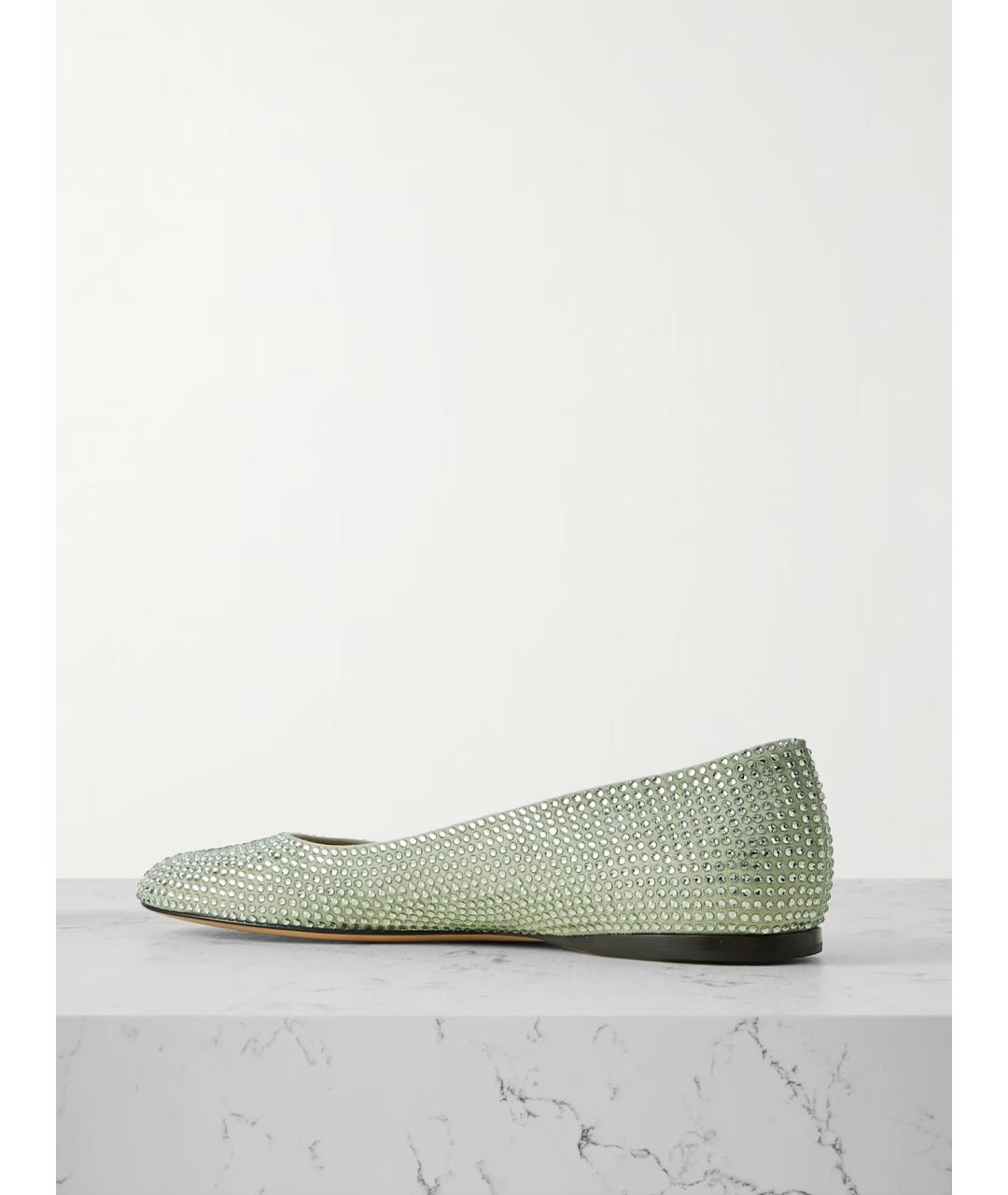 LOEWE Зеленые замшевые балетки, фото 5