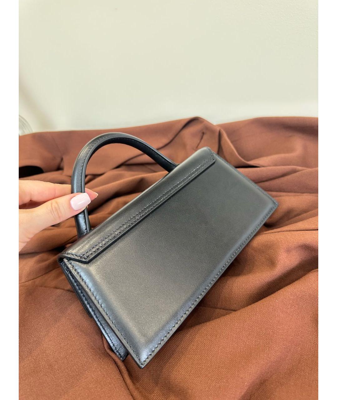 JACQUEMUS Черная кожаная сумка через плечо, фото 4