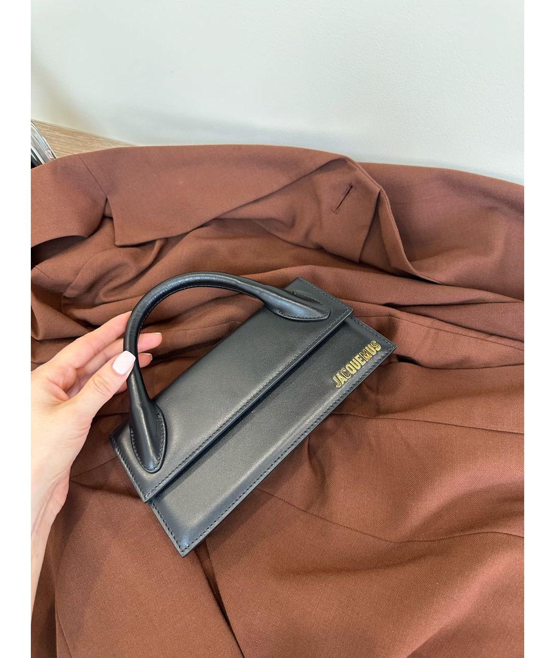 JACQUEMUS Черная кожаная сумка через плечо, фото 7