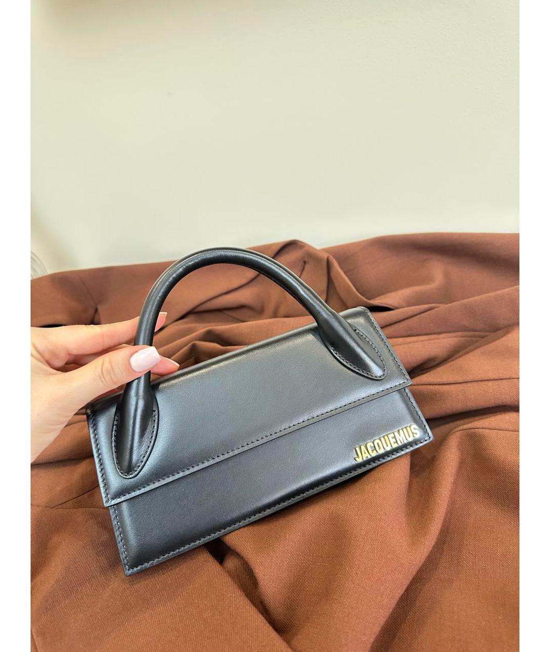 JACQUEMUS Черная кожаная сумка через плечо, фото 5