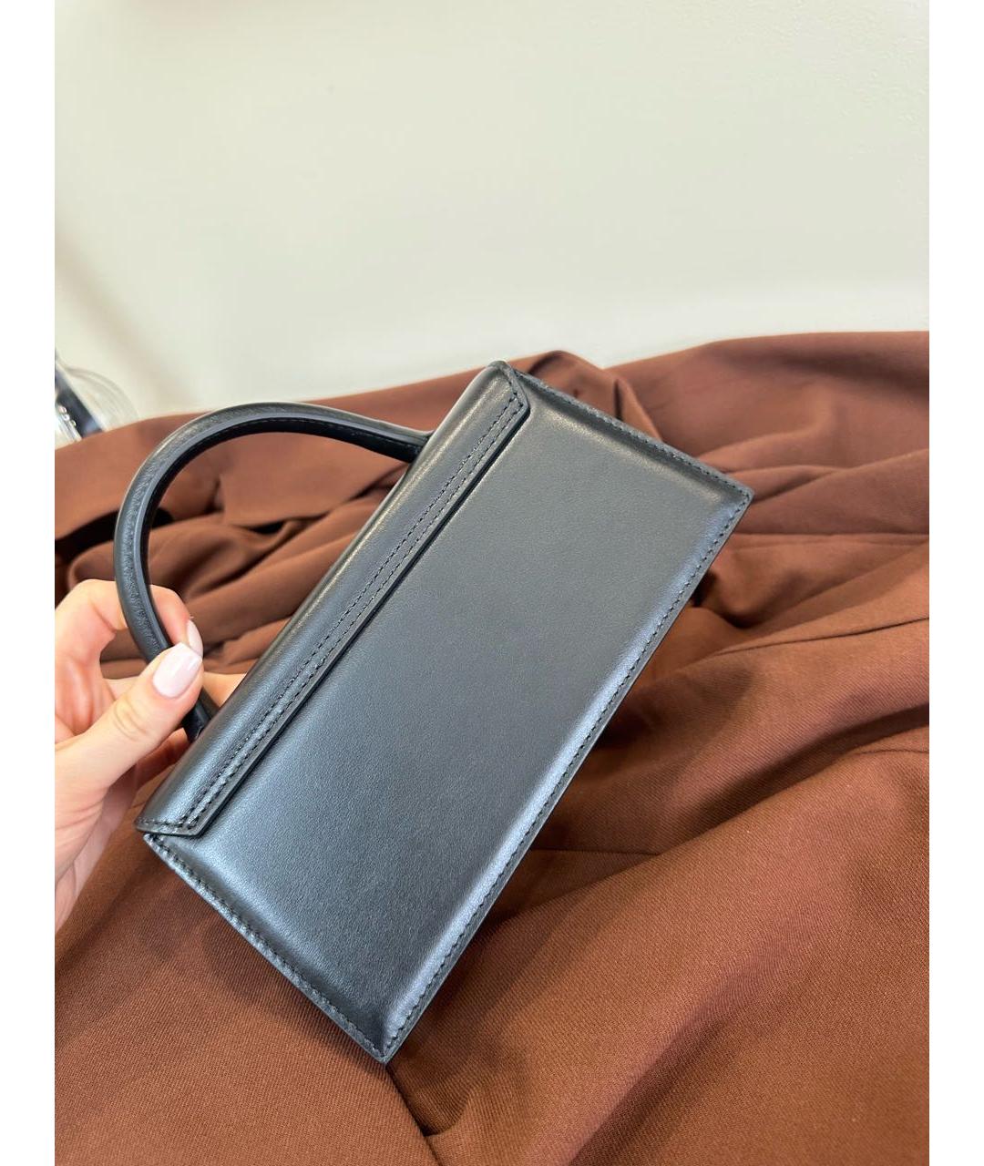 JACQUEMUS Черная кожаная сумка через плечо, фото 3