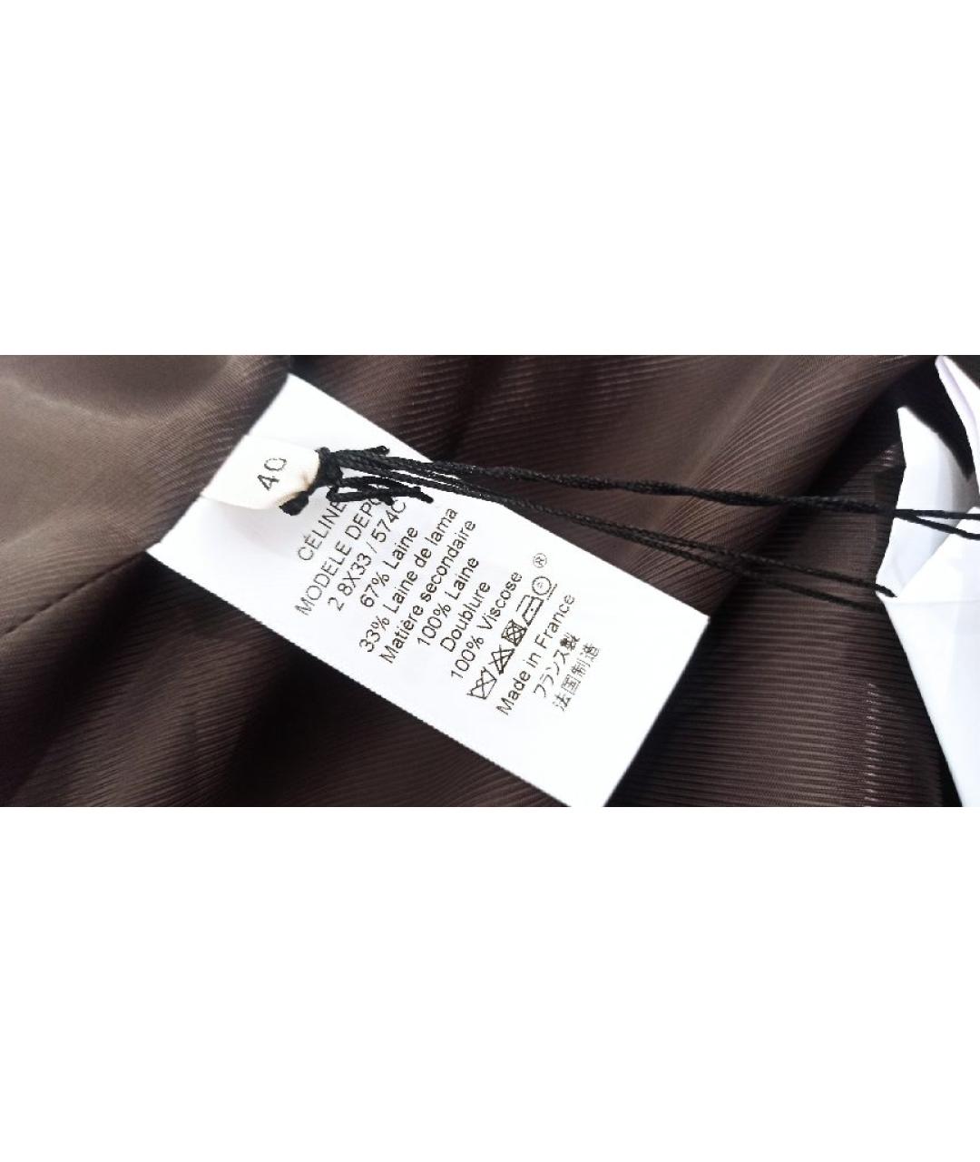 CELINE Коричневое шерстяное пальто, фото 7
