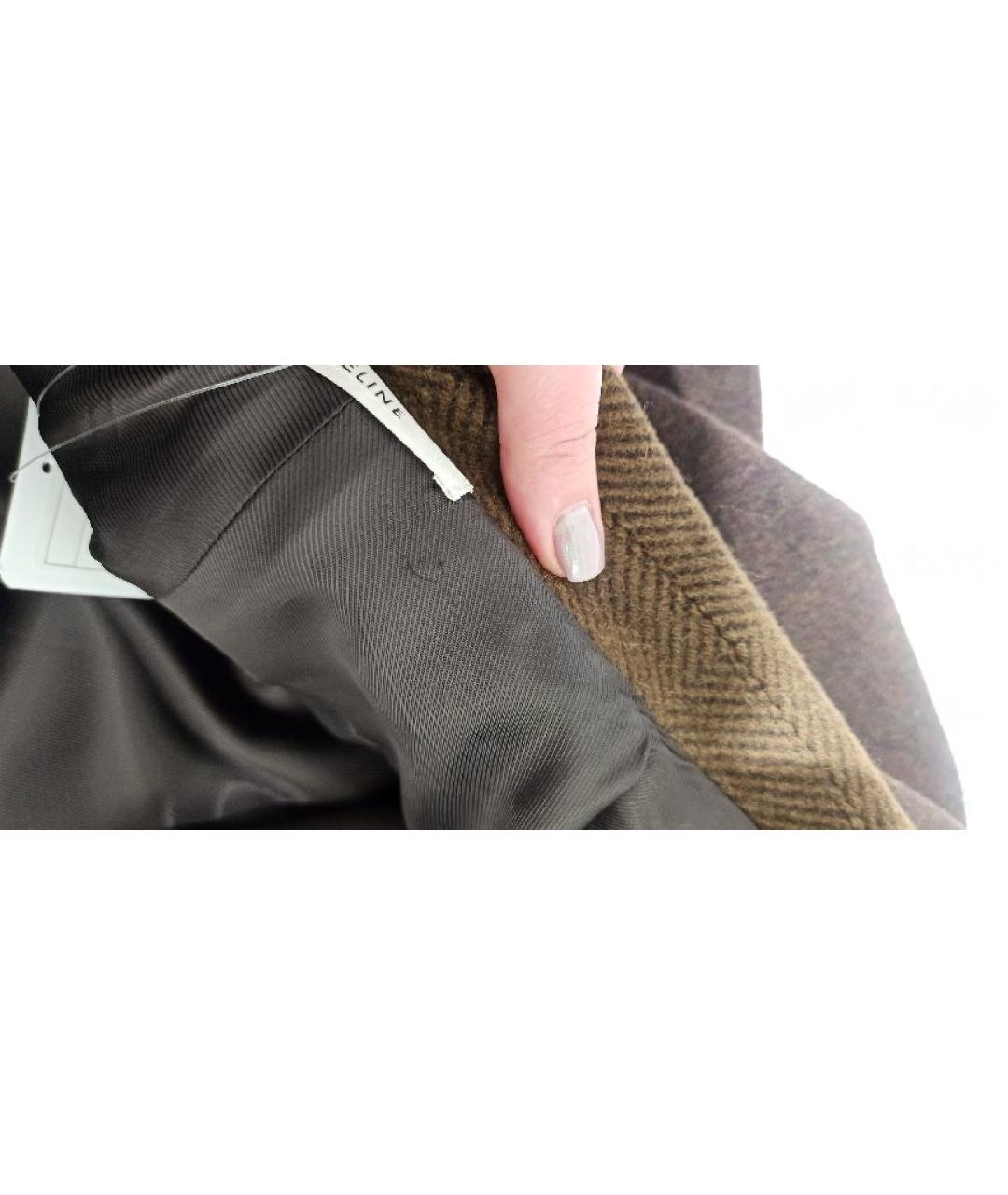 CELINE Коричневое шерстяное пальто, фото 6